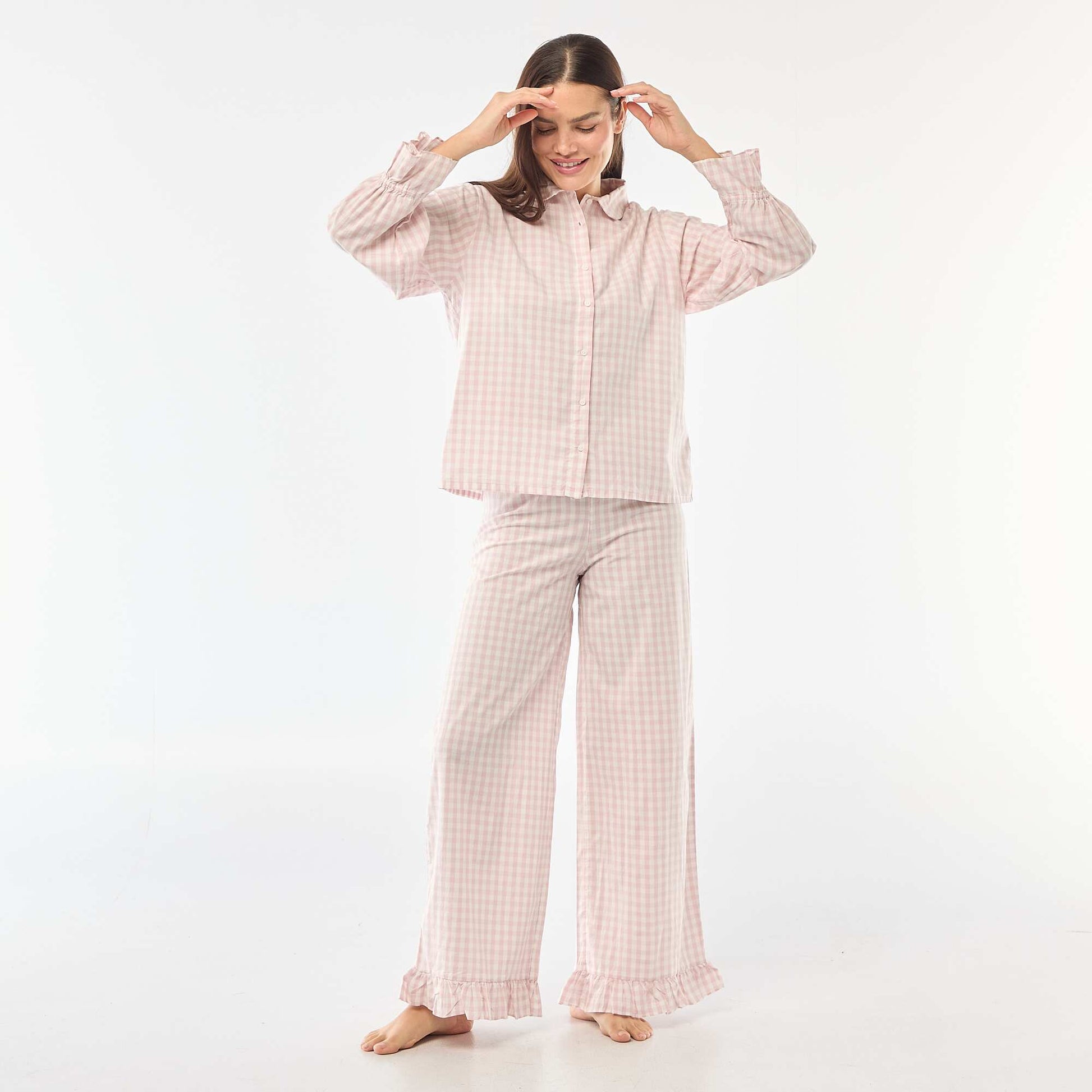 Pyjama long en popeline - 2 pièces ROSE
