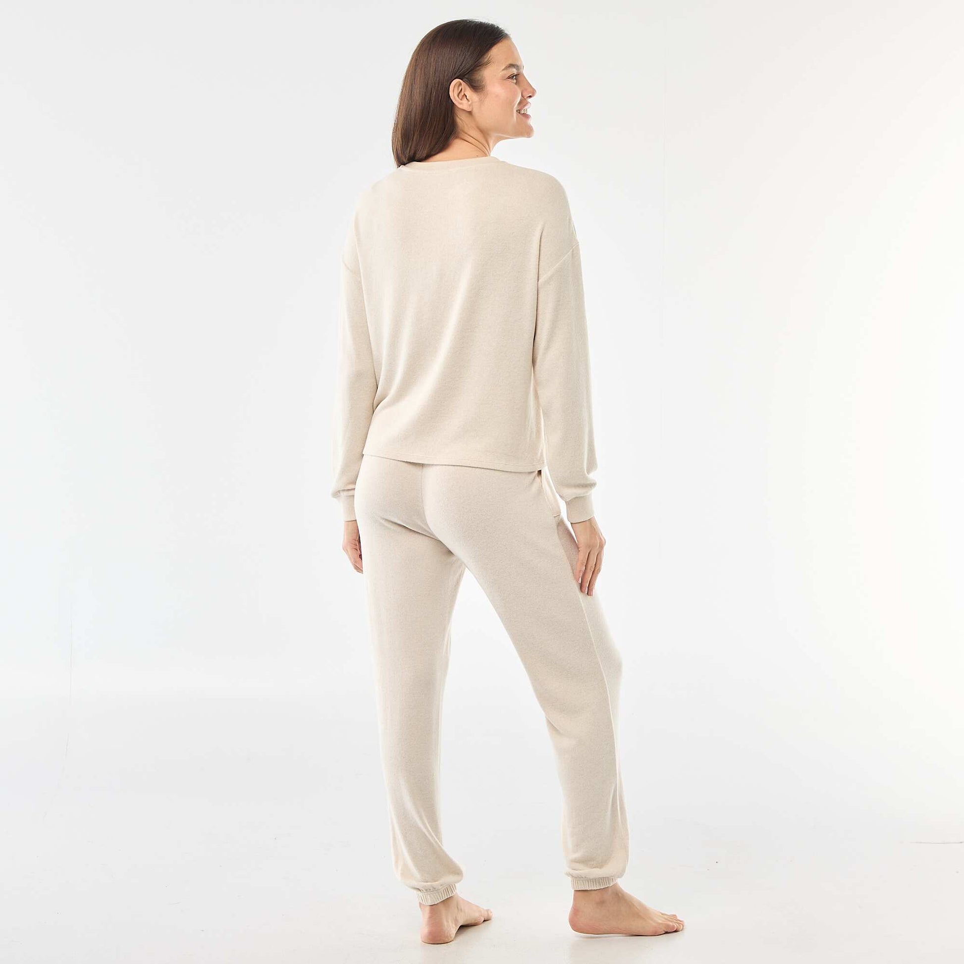 Pyjama long en maille chaude - 2 pièces BEIGE