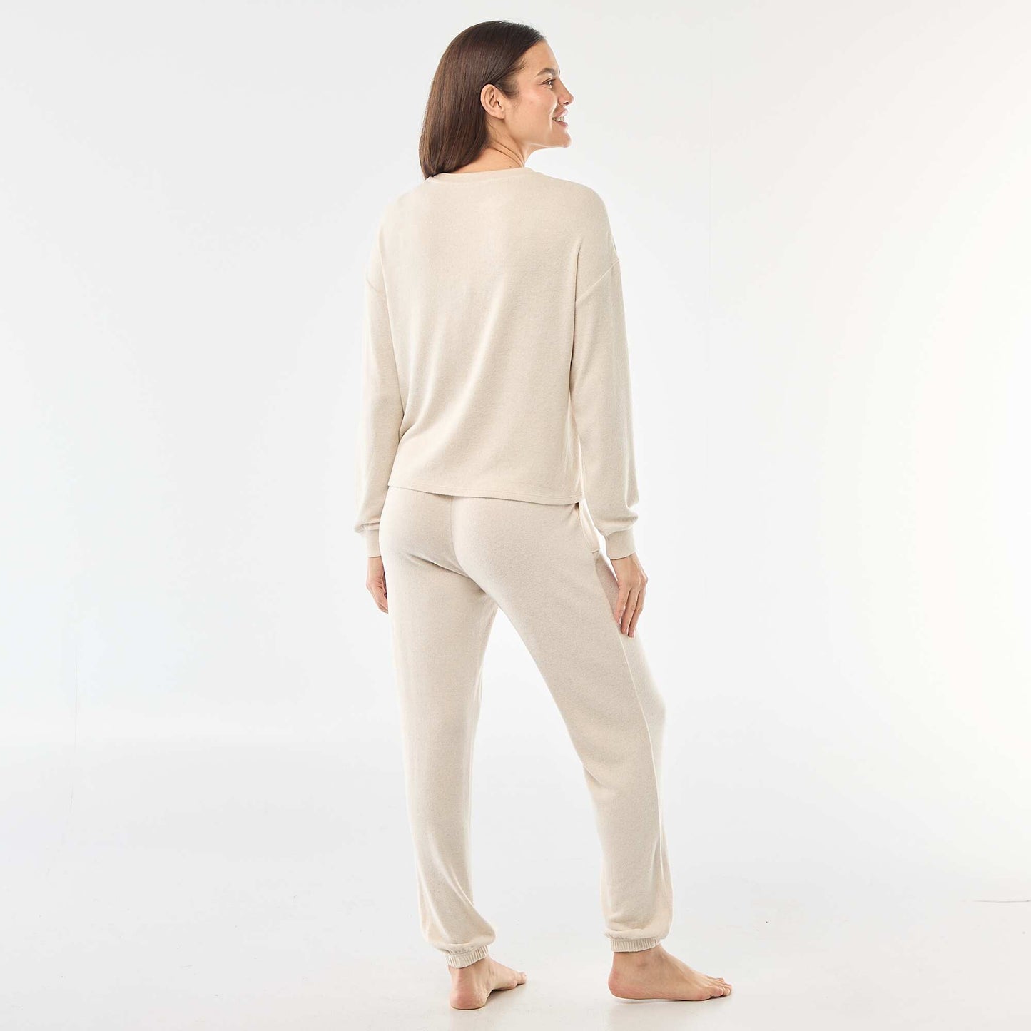 Pyjama long en maille chaude - 2 pièces BEIGE