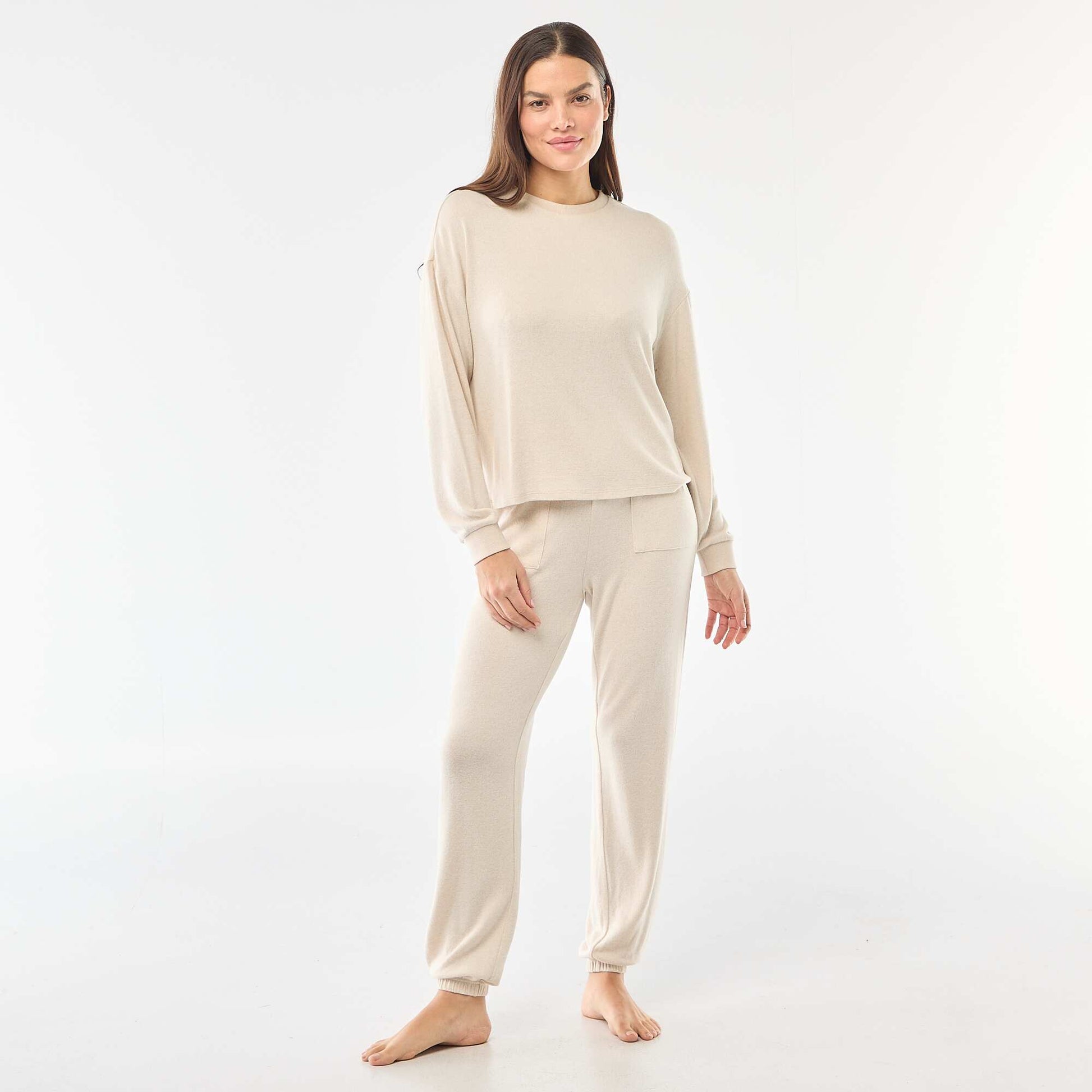 Pyjama long en maille chaude - 2 pièces BEIGE