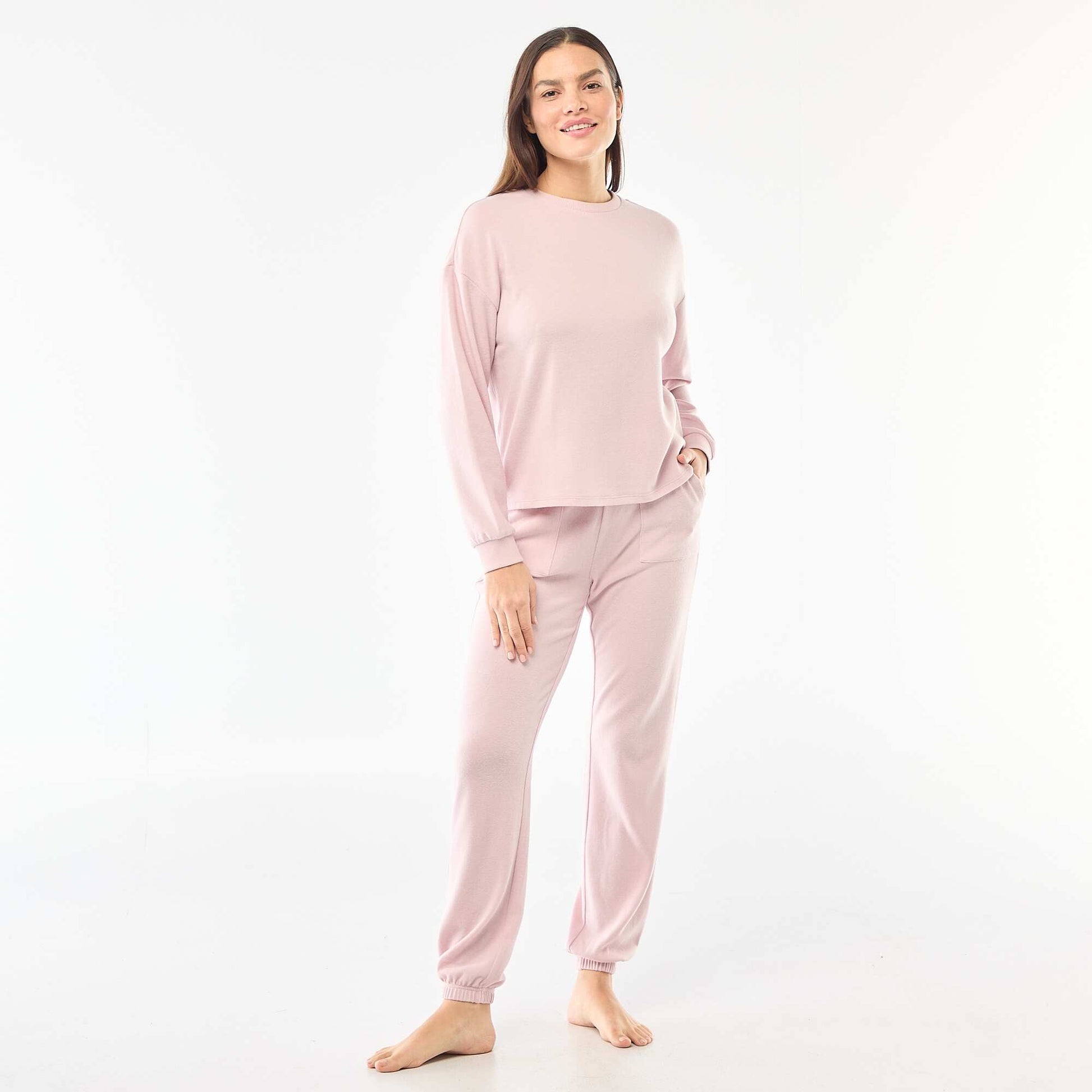 Pyjama long en maille chaude - 2 pièces ROSE