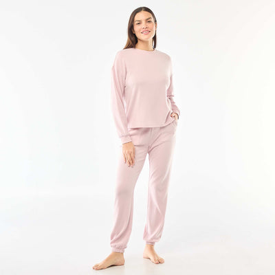 Pyjama long en maille chaude - 2 pièces ROSE