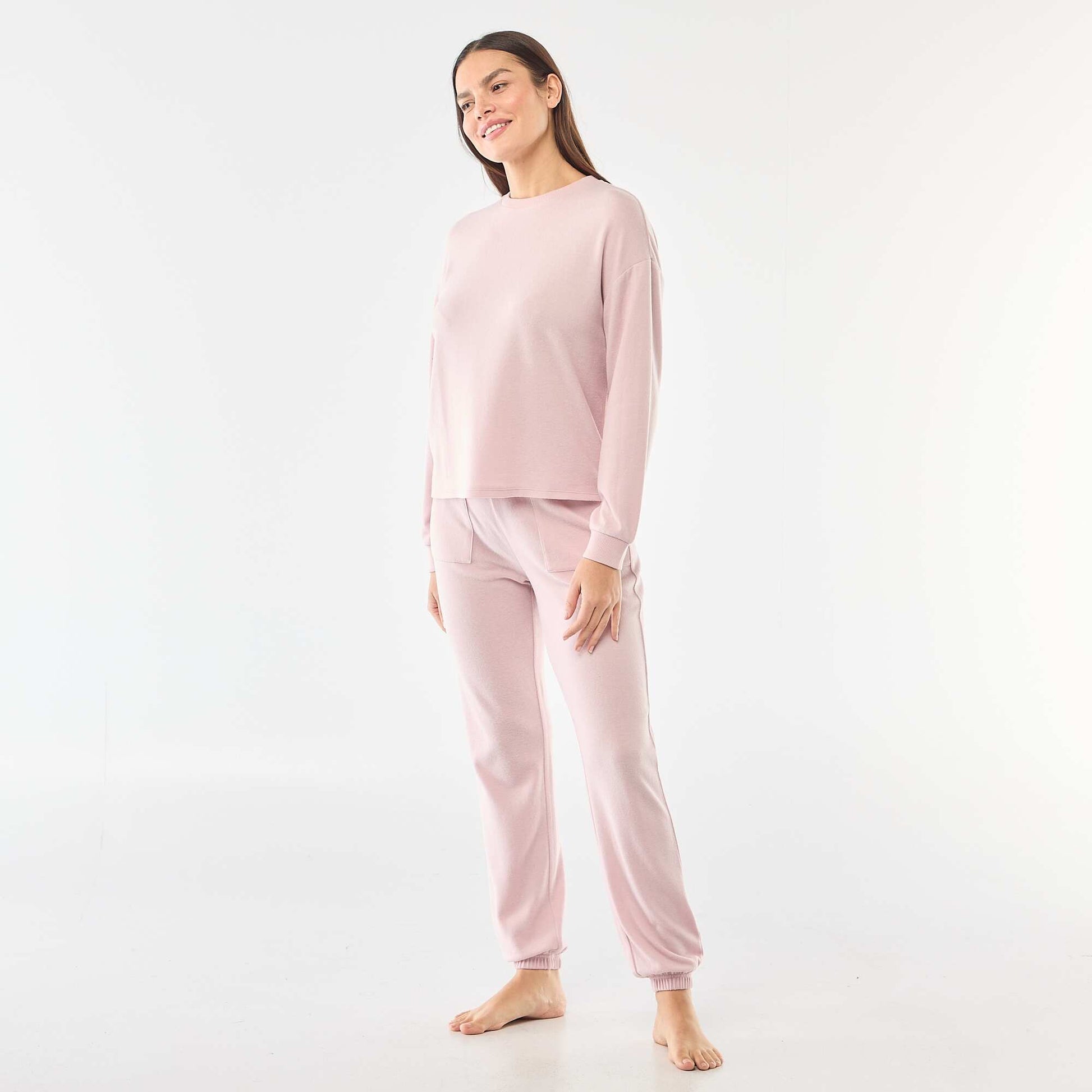 Pyjama long en maille chaude - 2 pièces ROSE