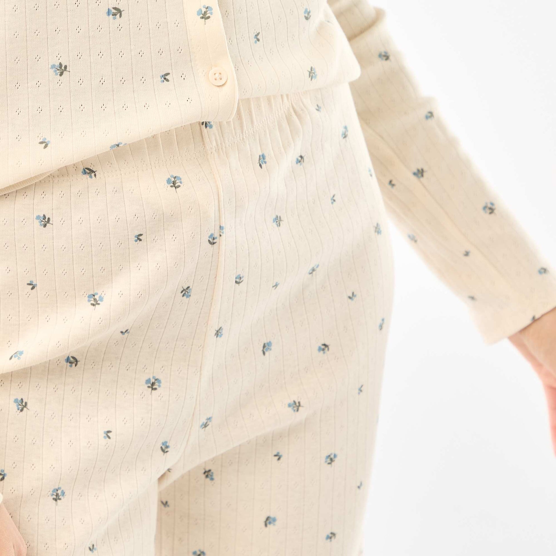 Pyjama long maille pointelle - 2 pièces BLANC