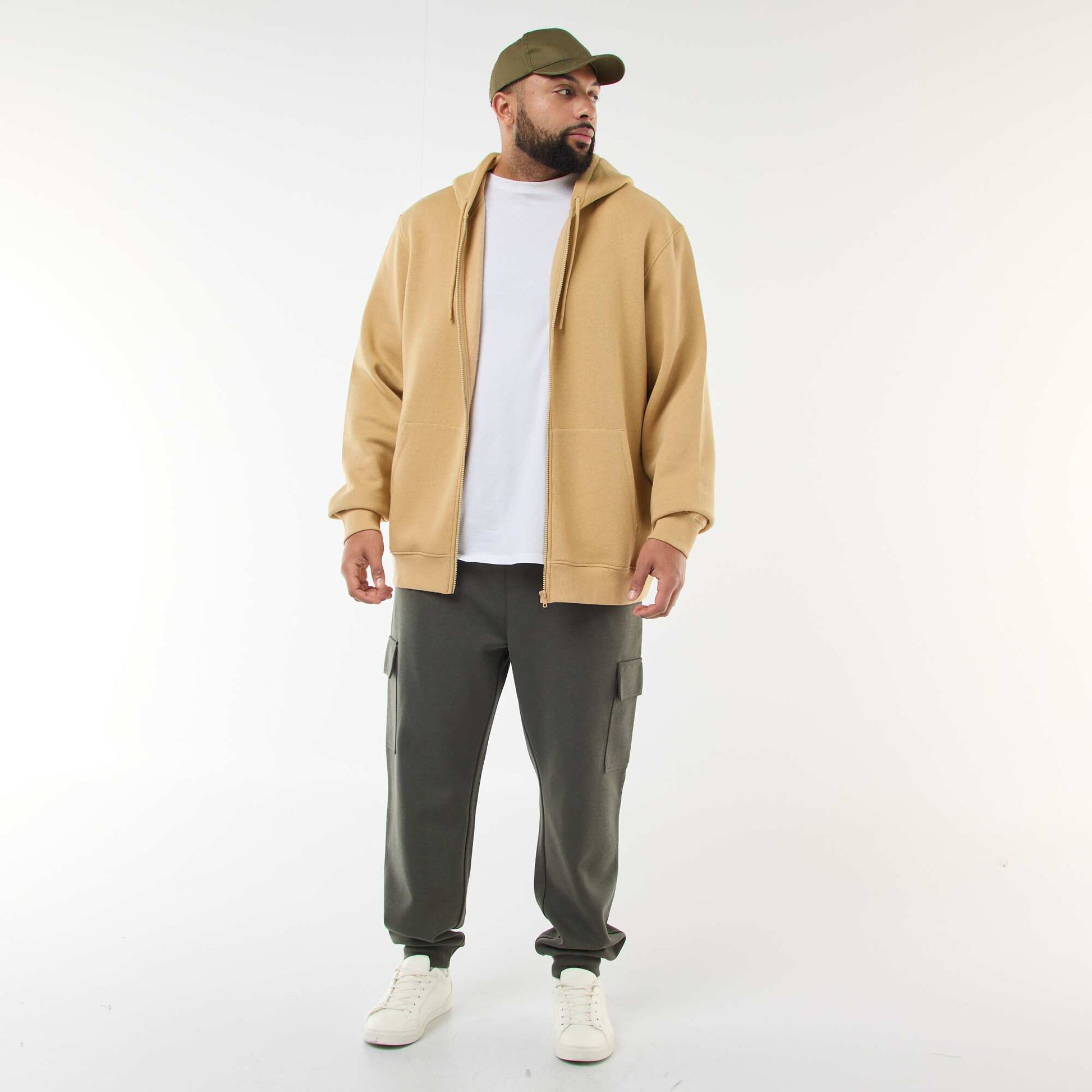 Pantalon bas resserré en coton uni KAKI