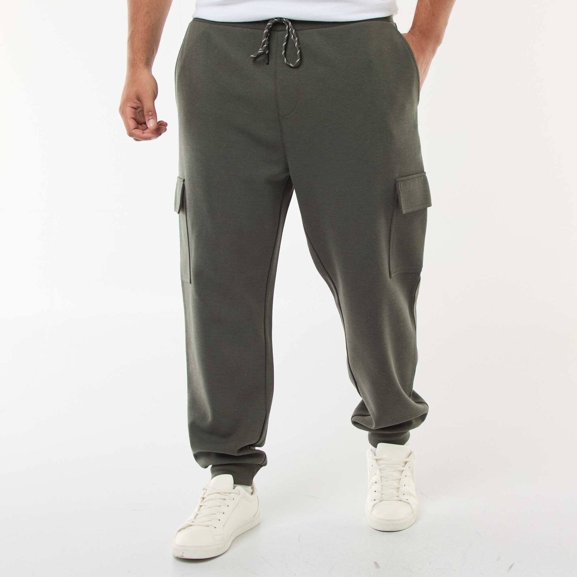 Pantalon bas resserré en coton uni KAKI