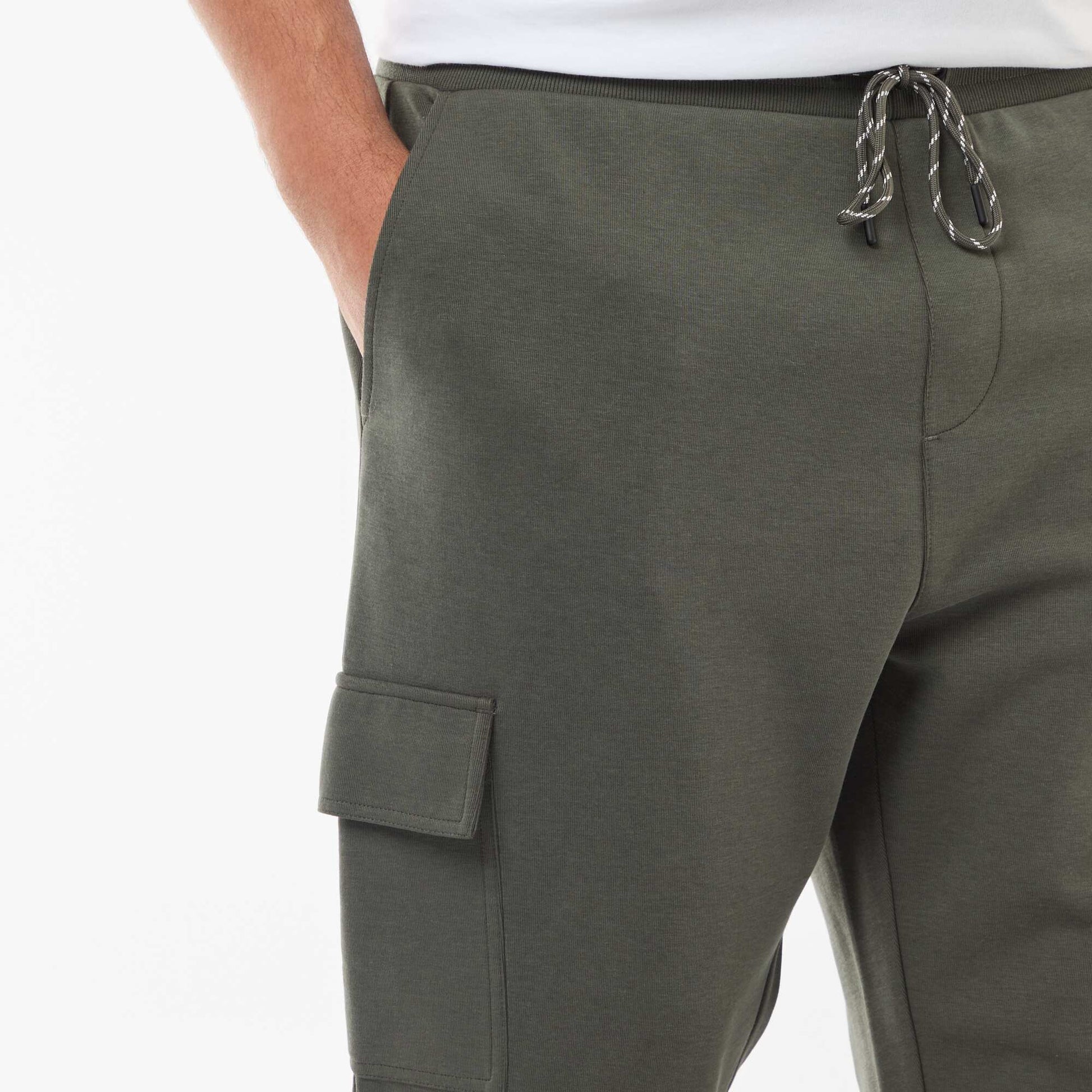 Pantalon bas resserré en coton uni KAKI