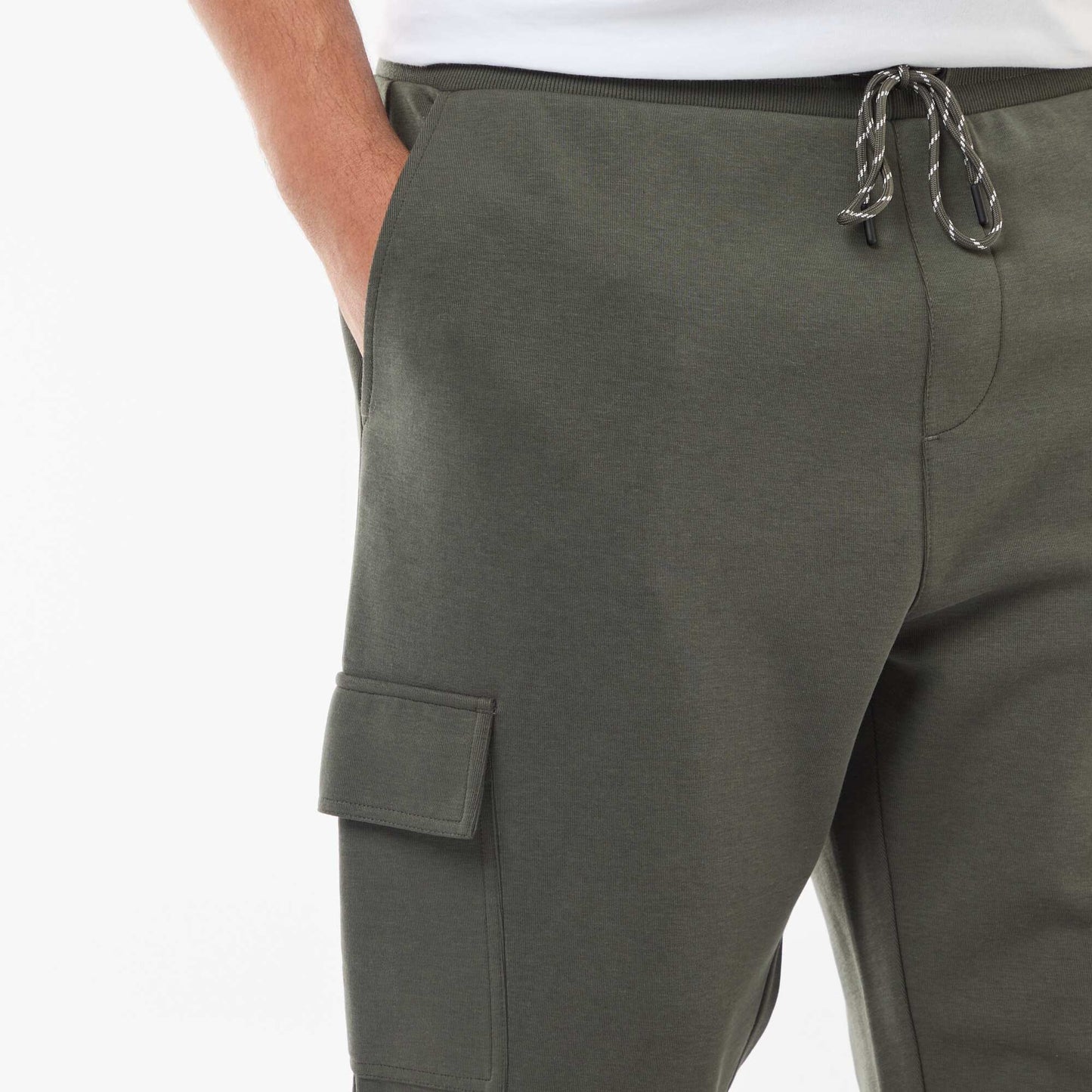 Pantalon bas resserré en coton uni KAKI