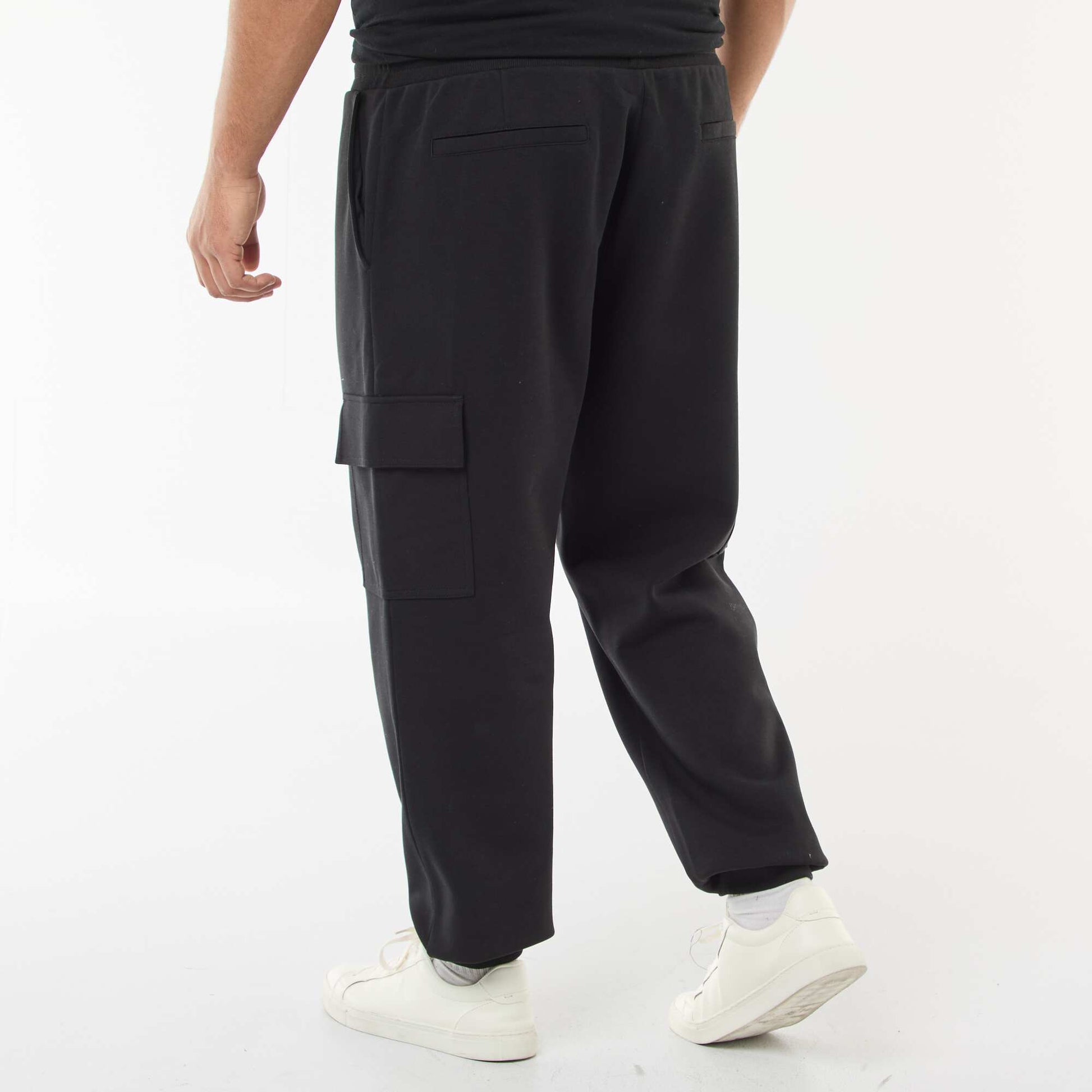 Pantalon bas resserré en coton uni NOIR