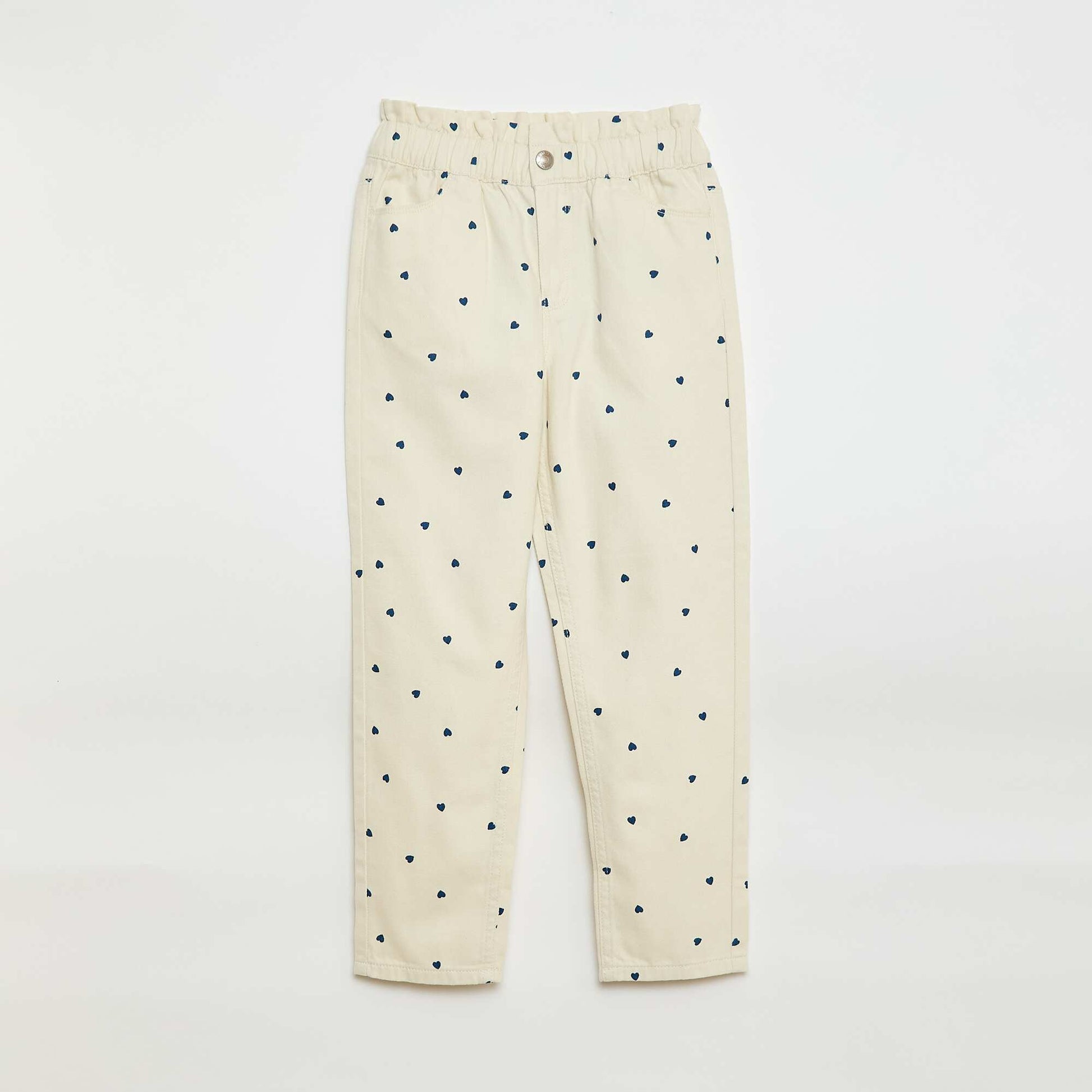 Pantalon en denim coupe mom à motif BLANC