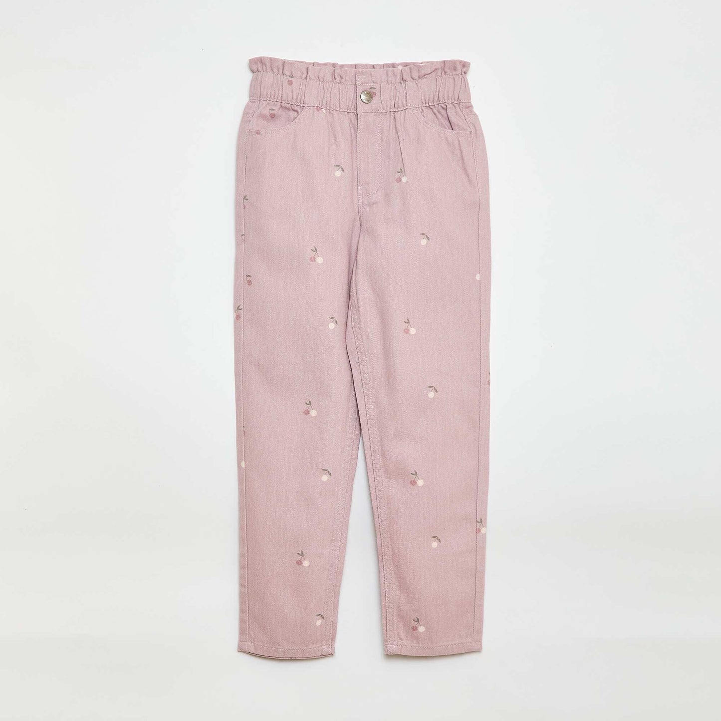 Pantalon en denim coupe mom à motif ROSE