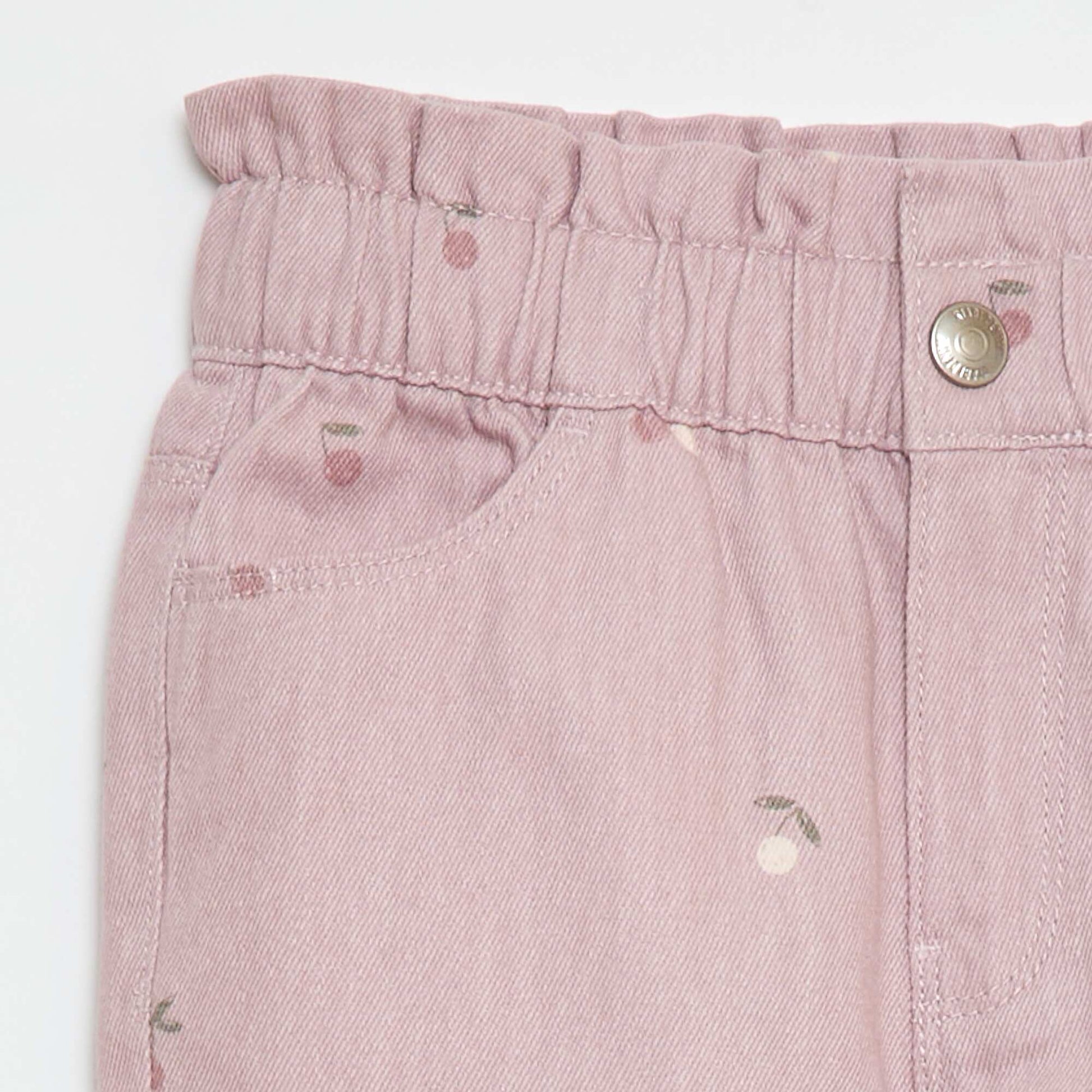Pantalon en denim coupe mom à motif ROSE