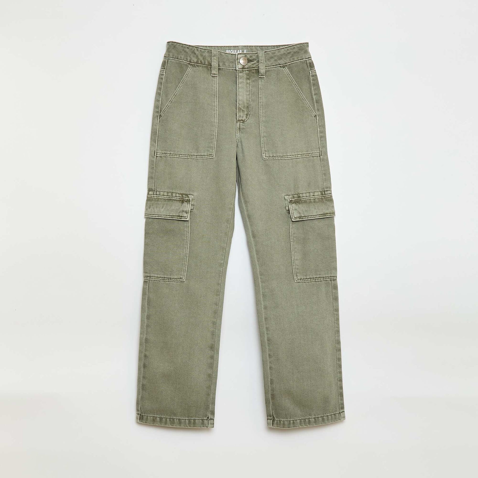 Pantalon en denim multipoches VERT
