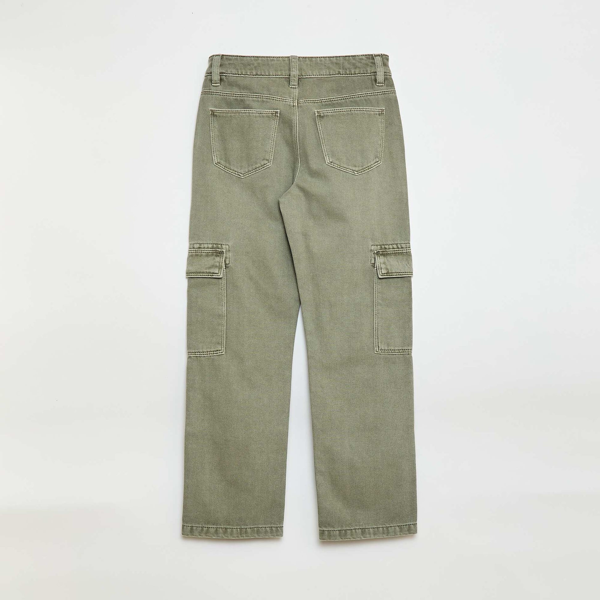 Pantalon en denim multipoches VERT