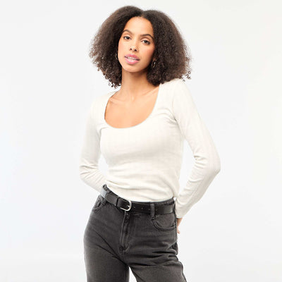 Tee-shirt manches longues pointelle BLANC