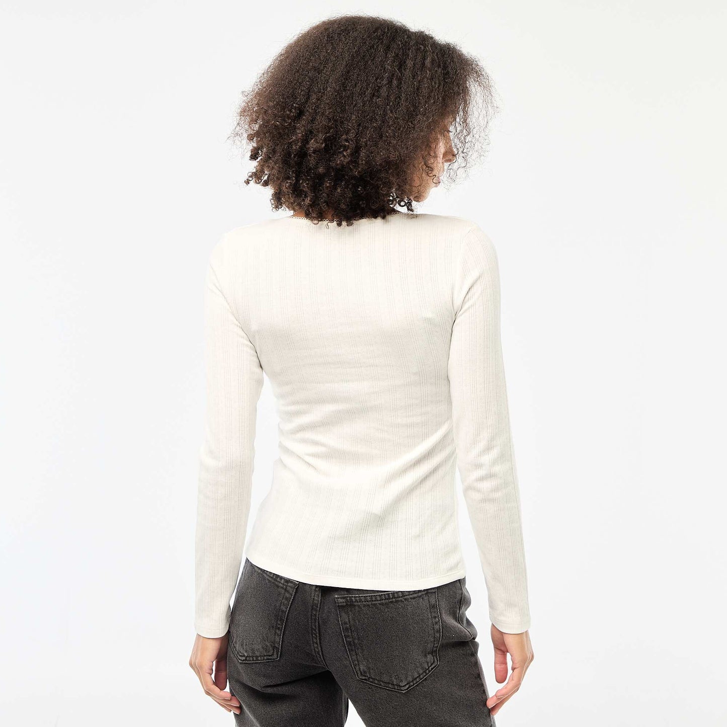 Tee-shirt manches longues pointelle BLANC
