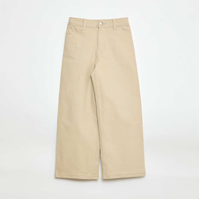Pantalon wide leg sans poches devant BEIGE