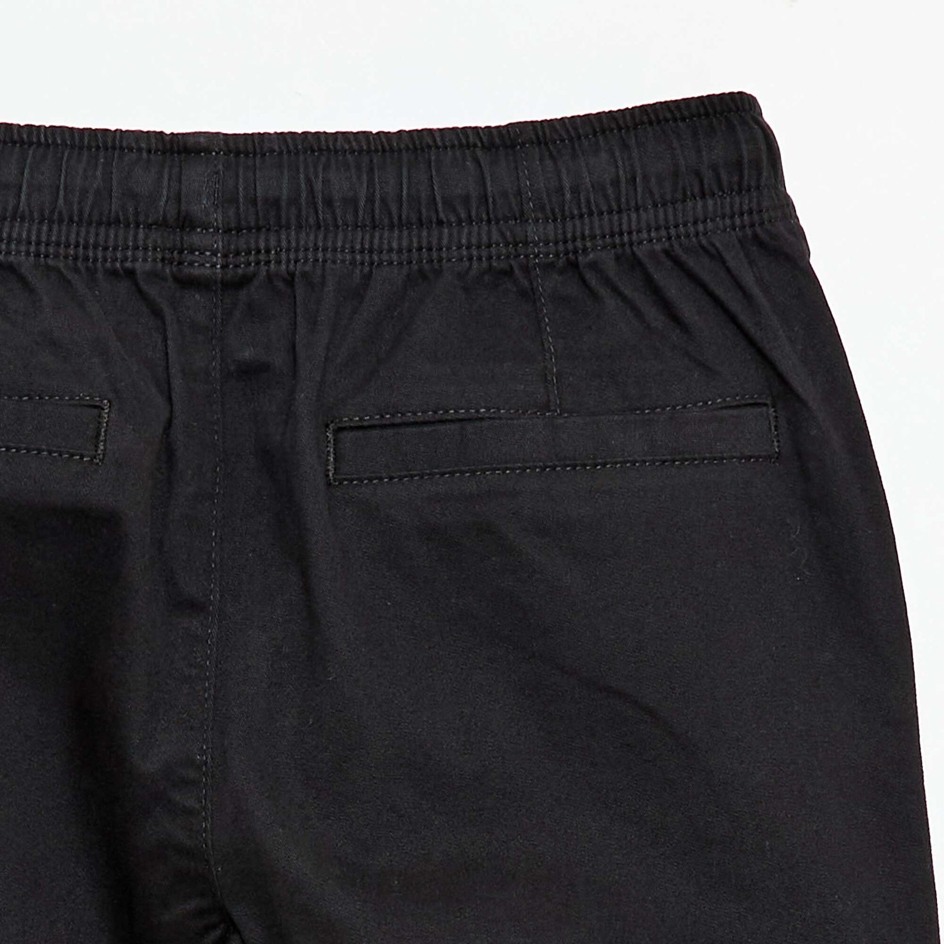 Pantalon stretch uni multipoche NOIR