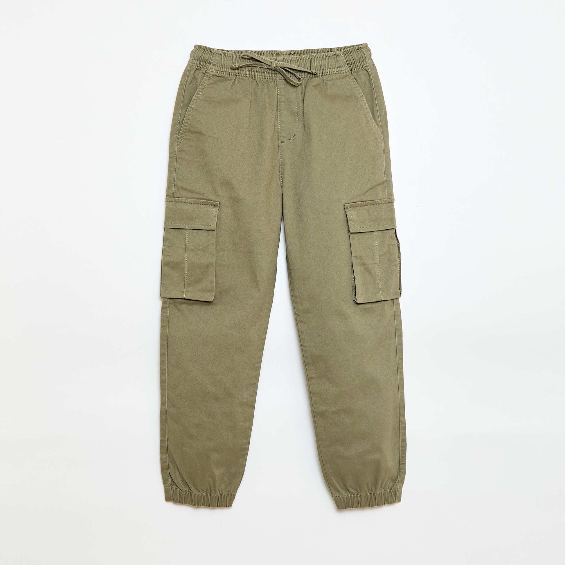 Pantalon stretch uni multipoche VERT
