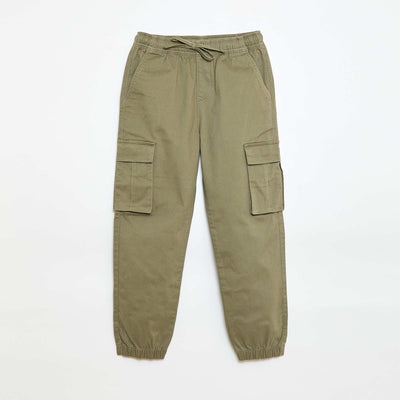 Pantalon stretch uni multipoche VERT