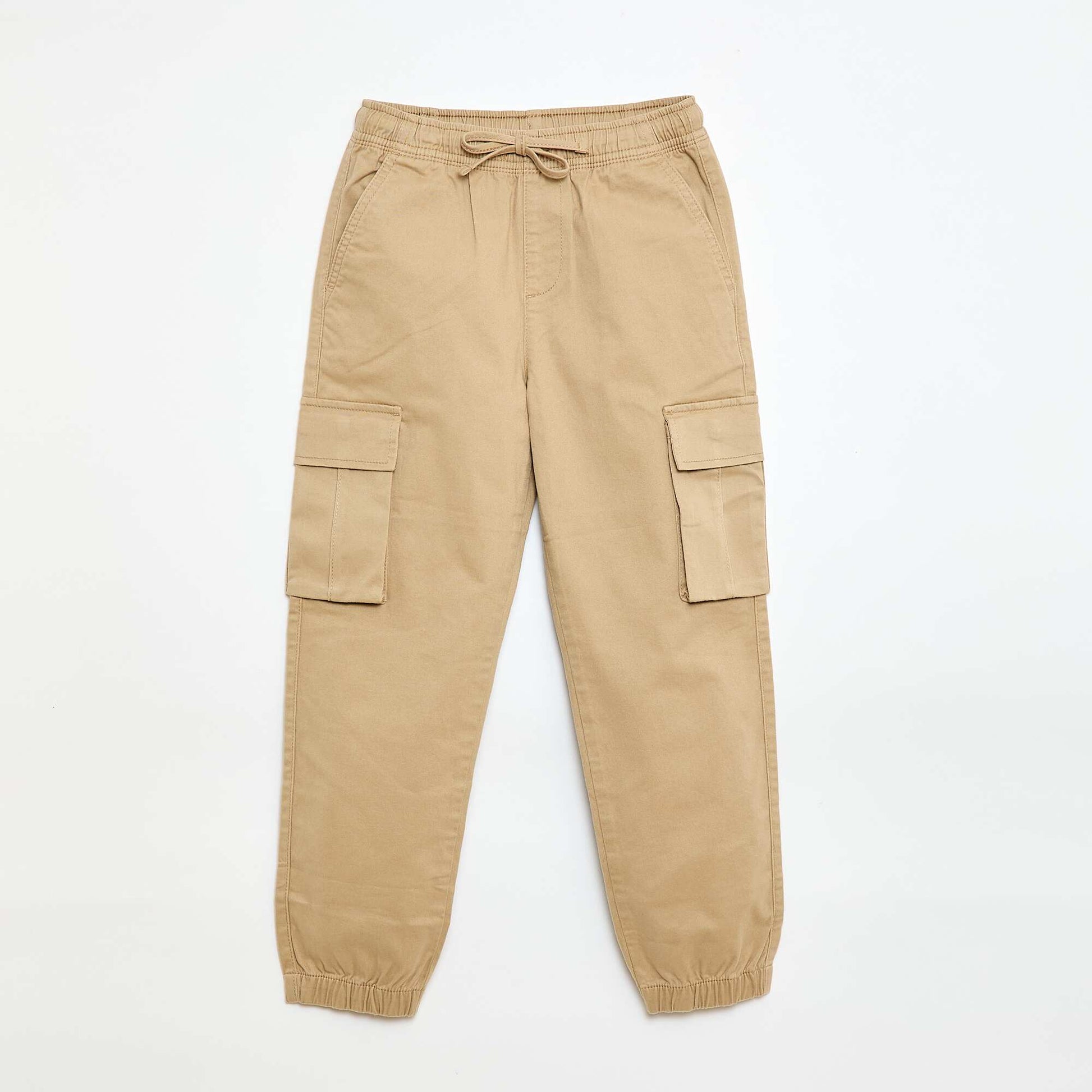 Pantalon stretch uni multipoche BEIGE