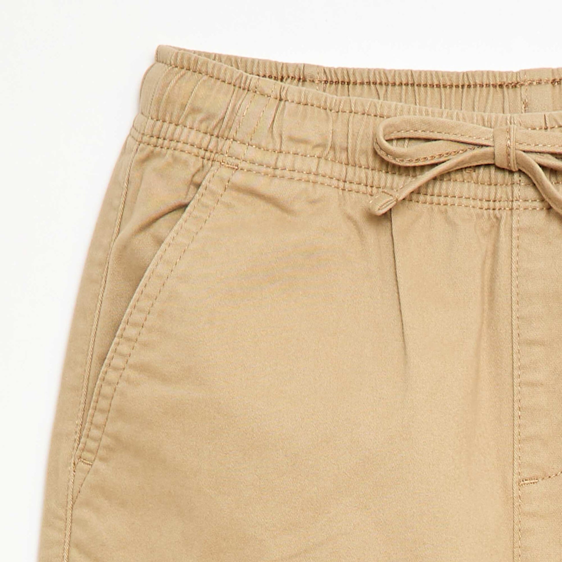 Pantalon stretch uni multipoche BEIGE