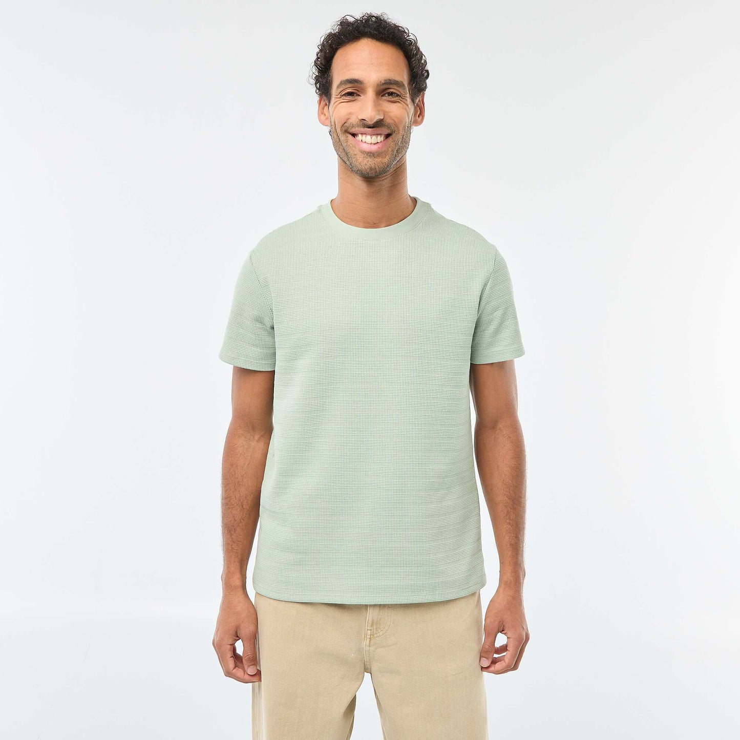 T-shirt manches courtes en maille gaufrée VERT
