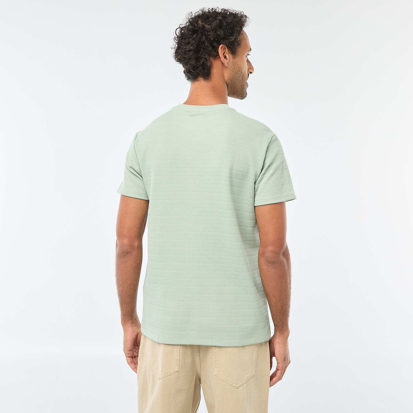 T-shirt manches courtes en maille gaufrée VERT