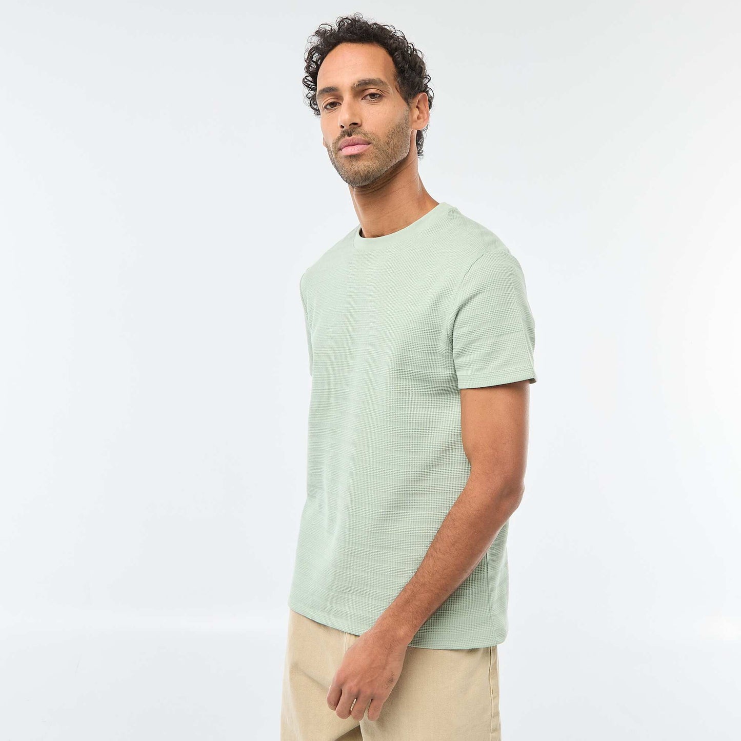 T-shirt manches courtes en maille gaufrée VERT