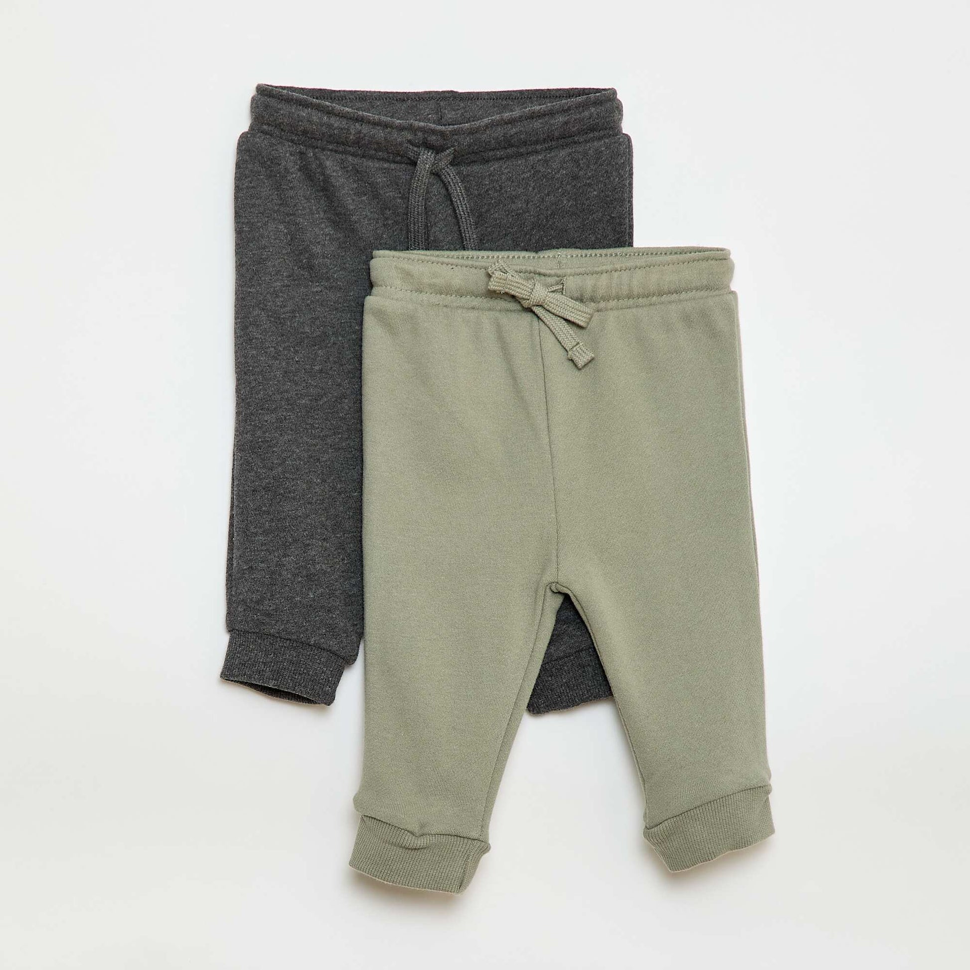 Lot 2 pantalons jogging en french terry VERT/GRIS