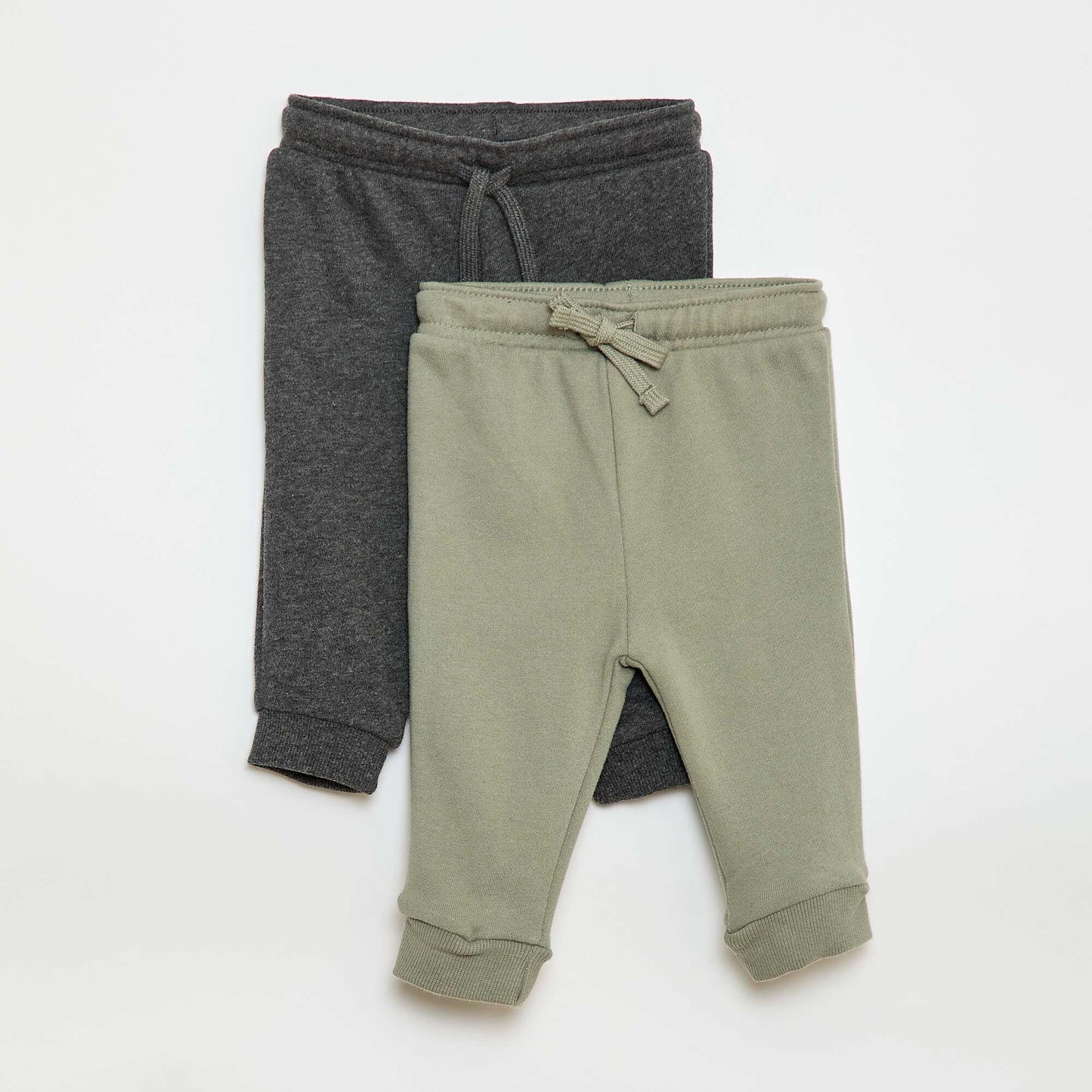 Lot 2 pantalons jogging en french terry VERT/GRIS