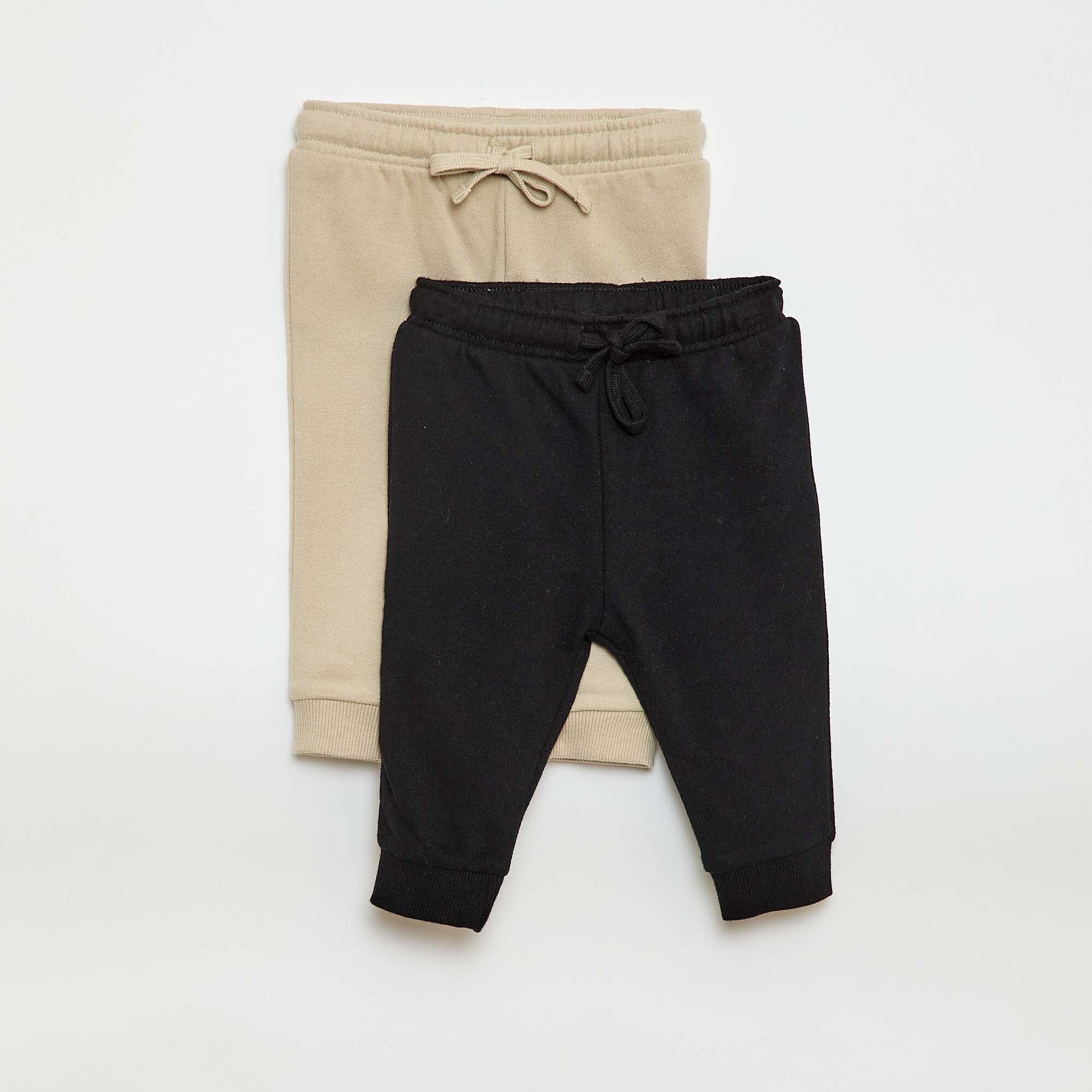Lot 2 pantalons jogging en french terry NOIR/BEIGE