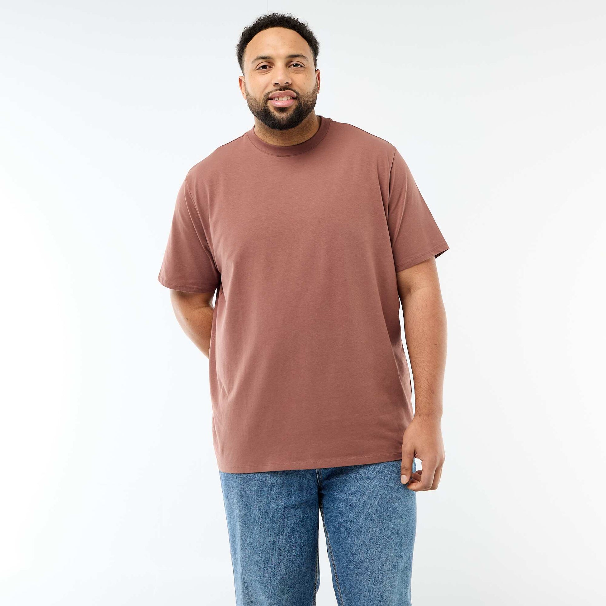 Tee-shirt uni regular fit MARRON