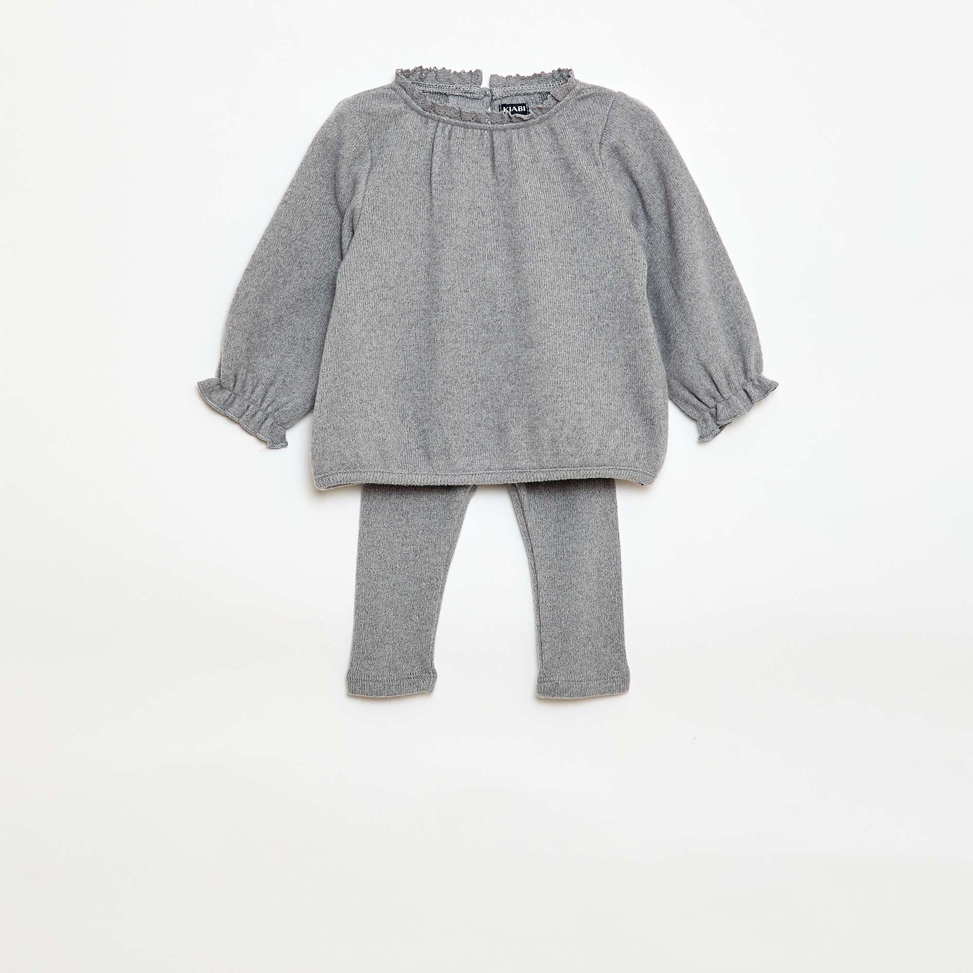 Ensemble 2 pièces en maille doudou GRIS