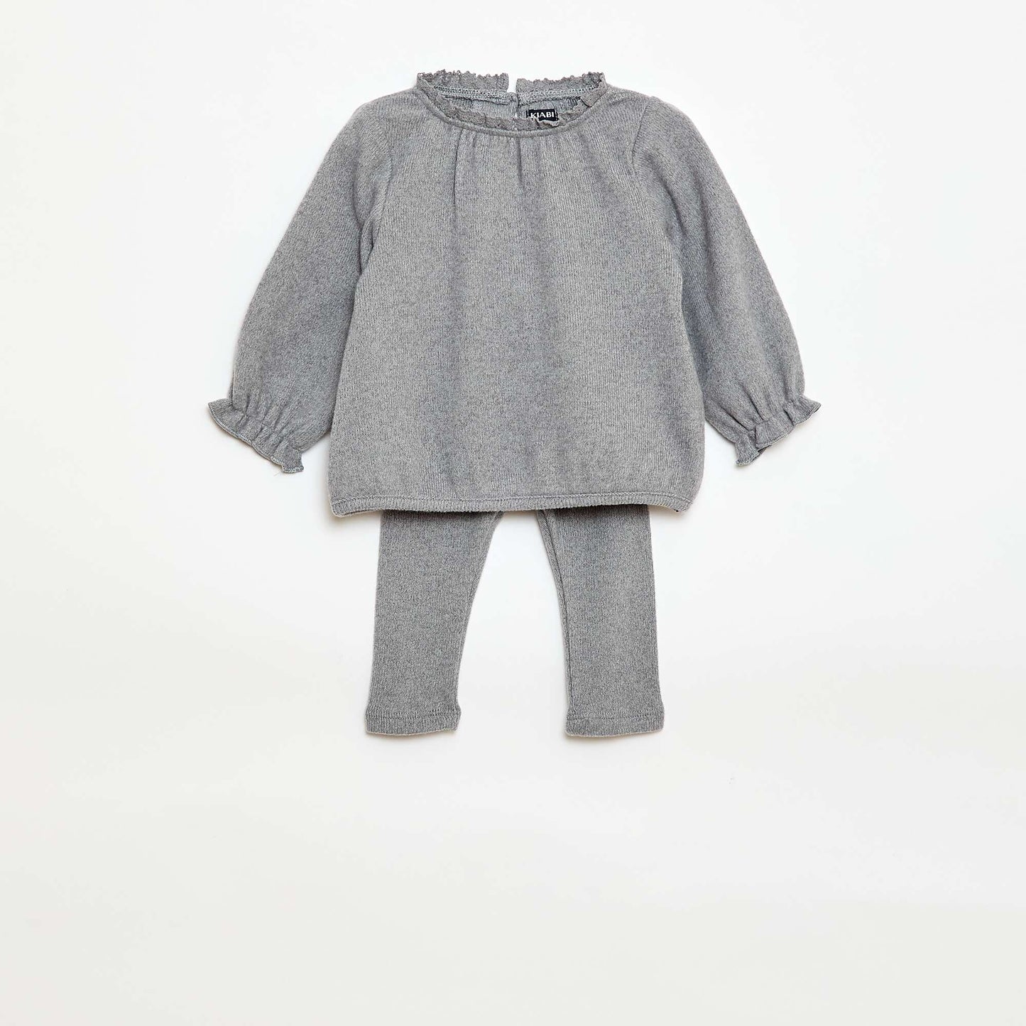 Ensemble 2 pièces en maille doudou GRIS