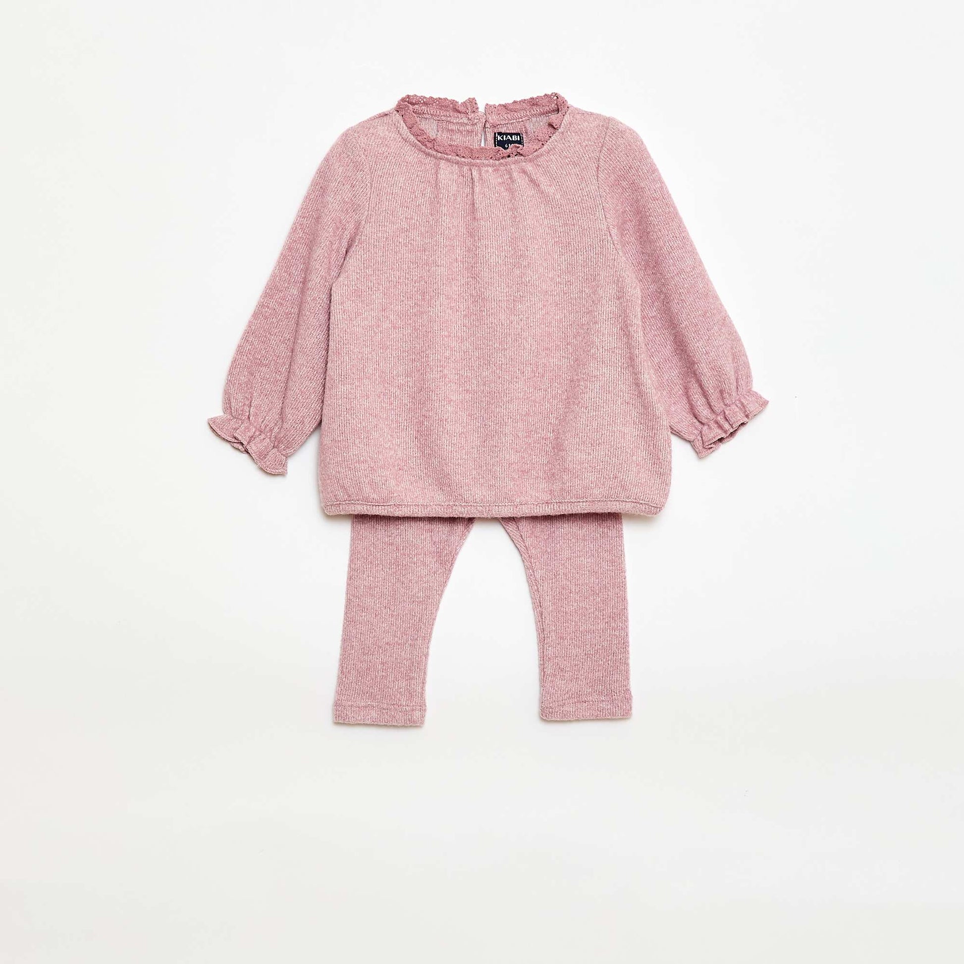 Ensemble 2 pièces en maille doudou ROSE