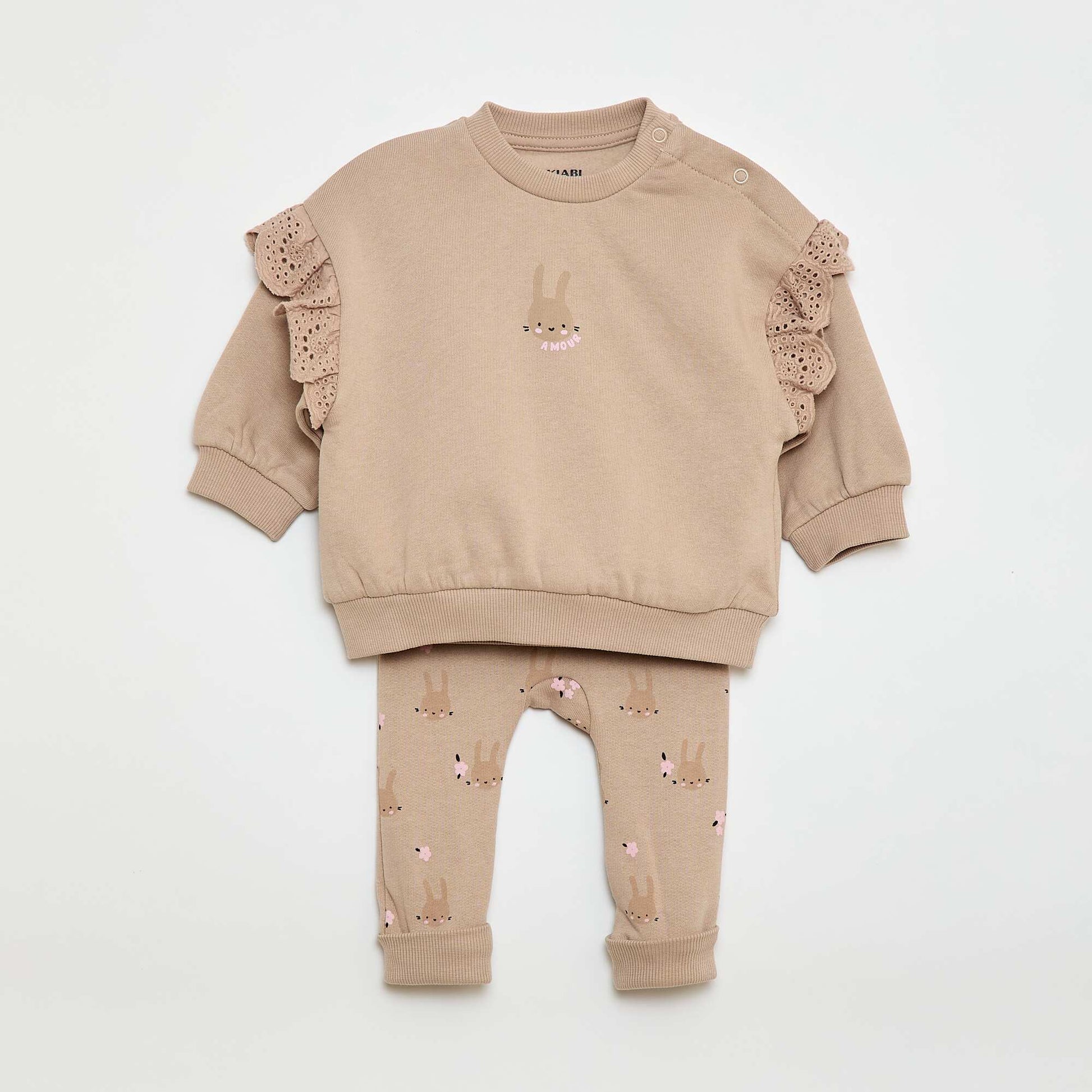 Ensemble de jogging sweat volanté + pantalon - 2 pièces BEIGE