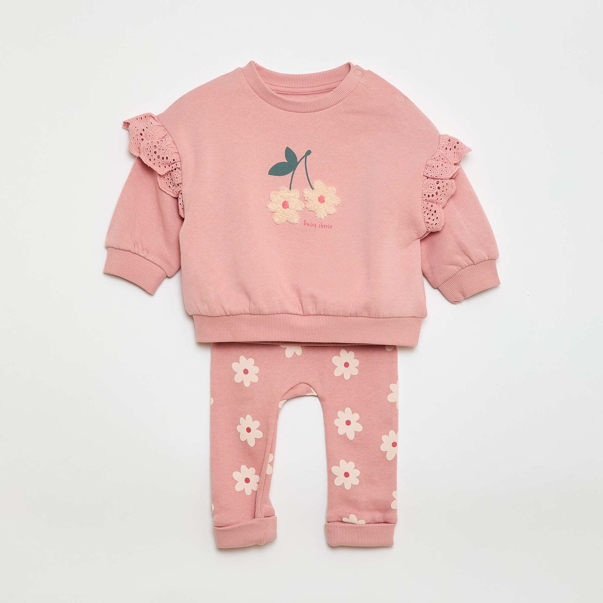 Ensemble de jogging sweat volanté + pantalon - 2 pièces ROSE