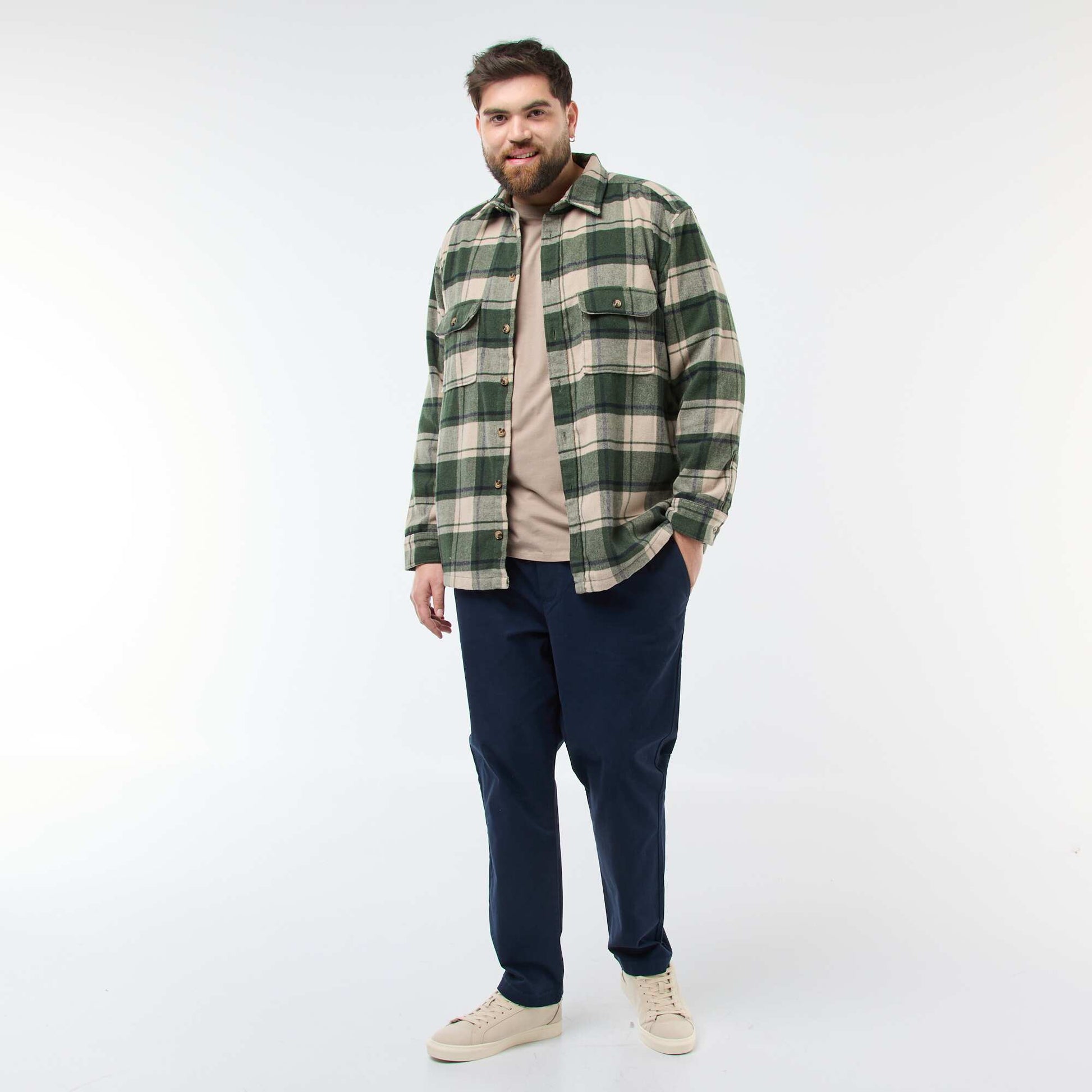 Pantalon avec cordons en coton uni BLEU