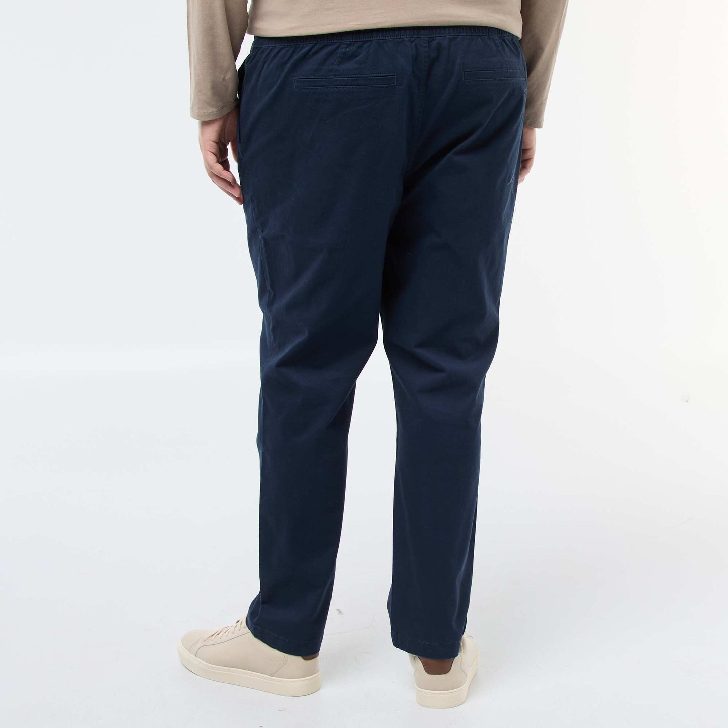 Pantalon avec cordons en coton uni BLEU