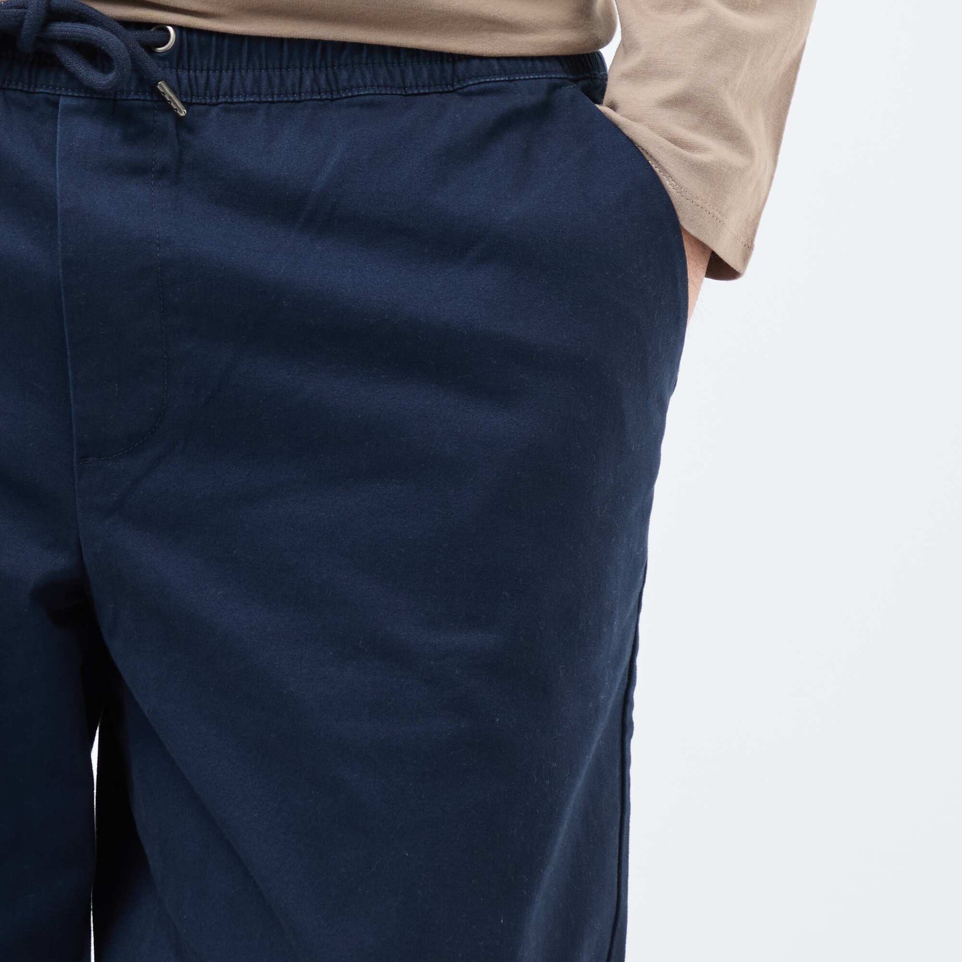 Pantalon avec cordons en coton uni BLEU