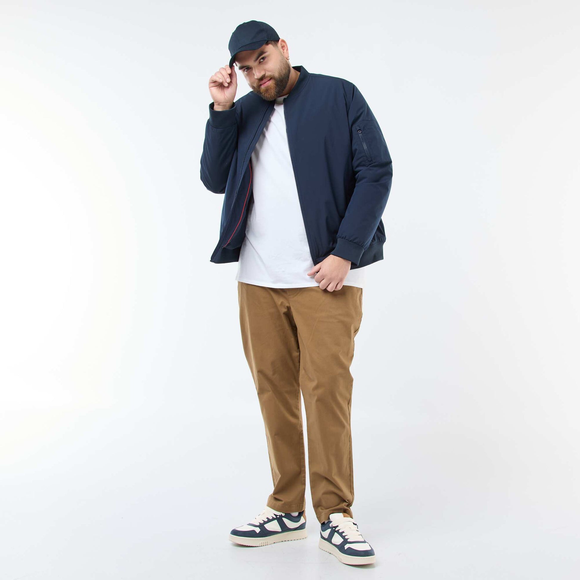 Pantalon avec cordons en coton uni MARRON
