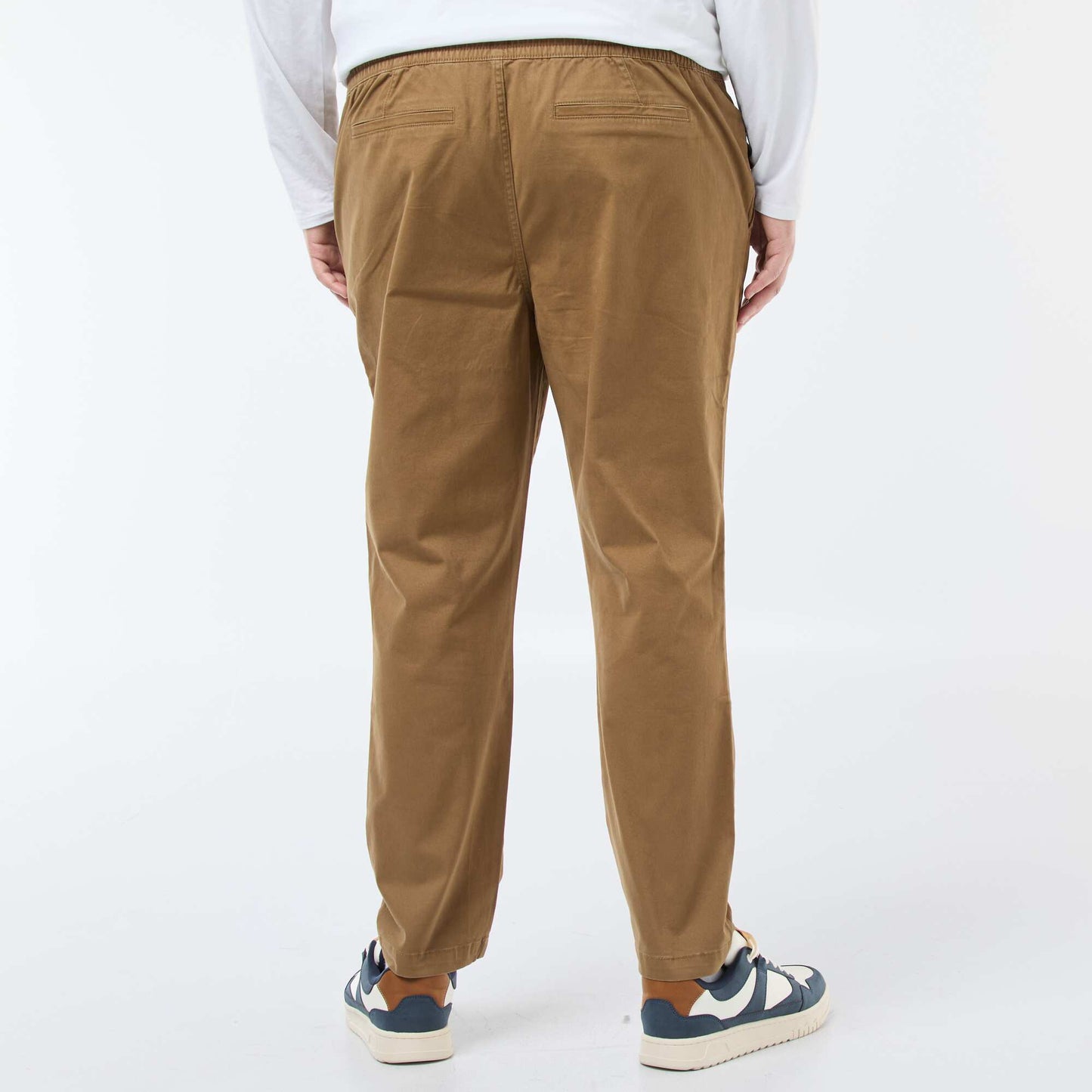 Pantalon avec cordons en coton uni MARRON