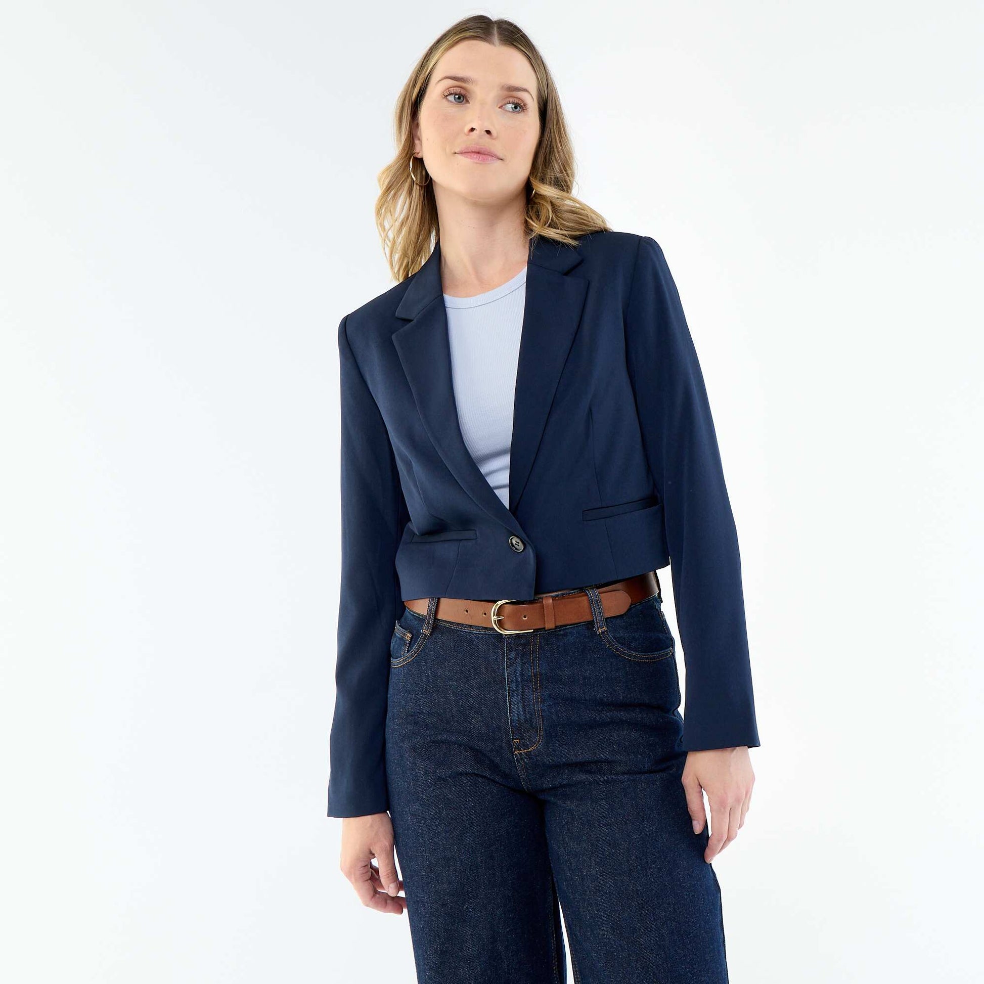 Veste de tailleur coupe courte BLEU