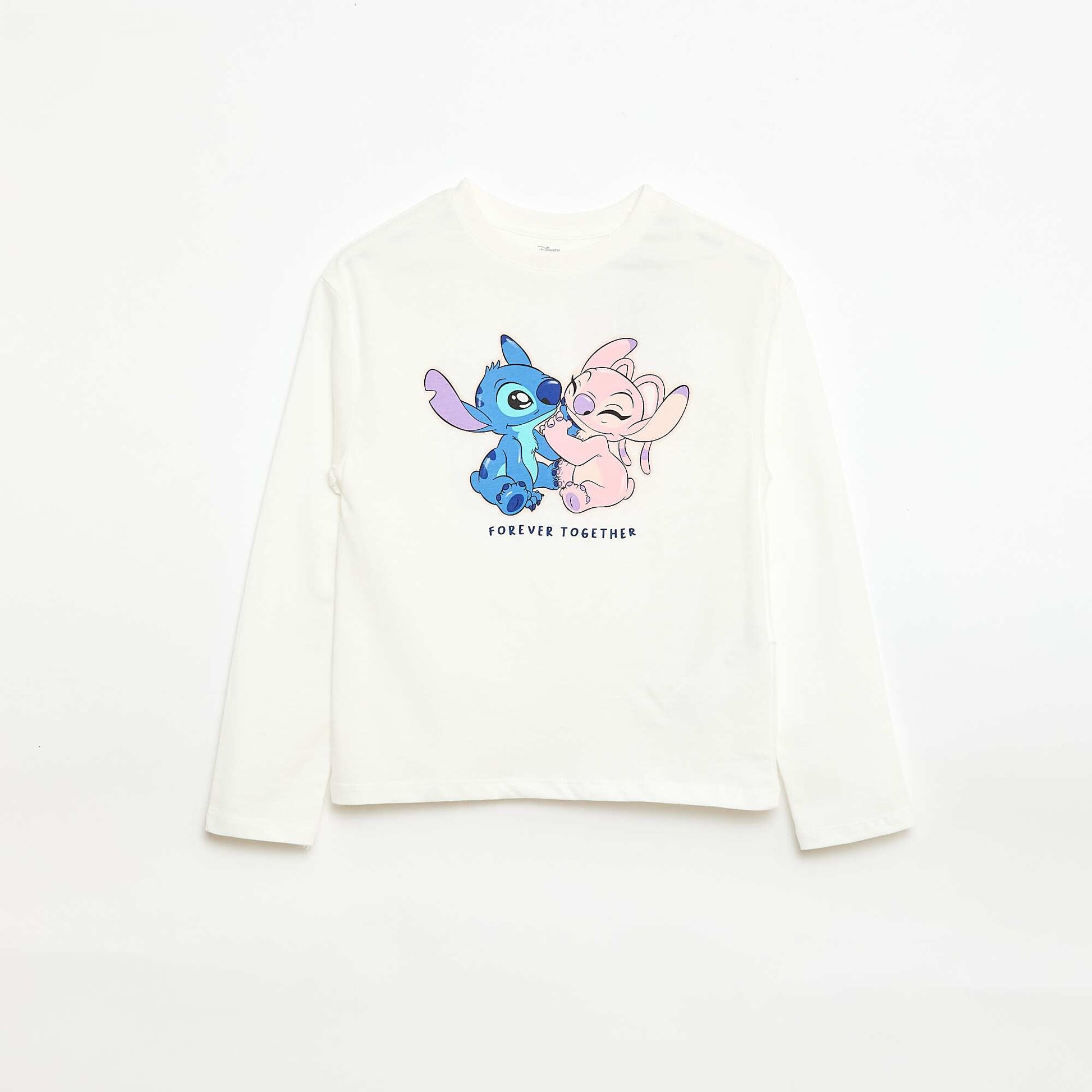 T-shirt imprimé fantaisie 'Stitch & Angel' BLANC