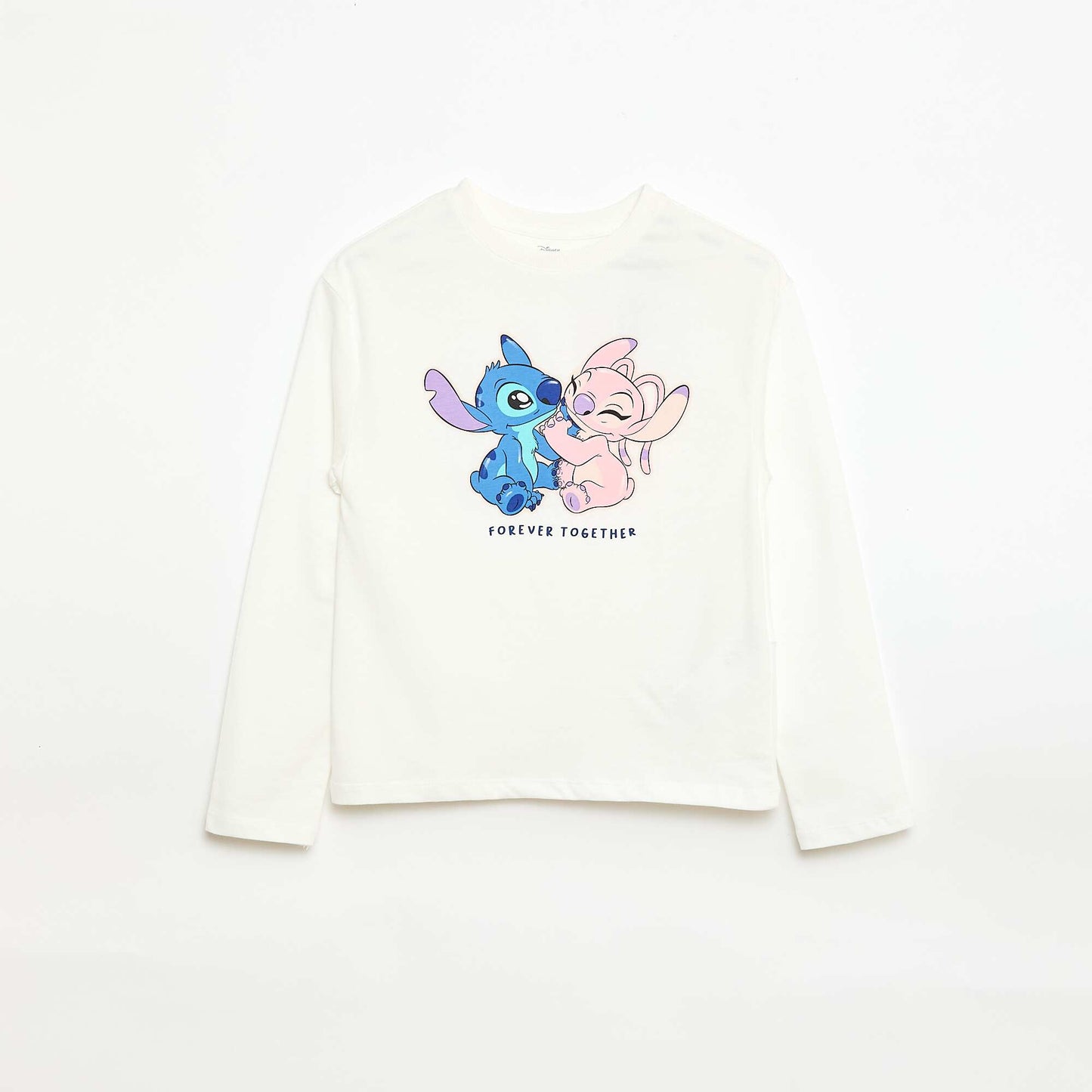 T-shirt imprimé fantaisie 'Stitch & Angel' BLANC
