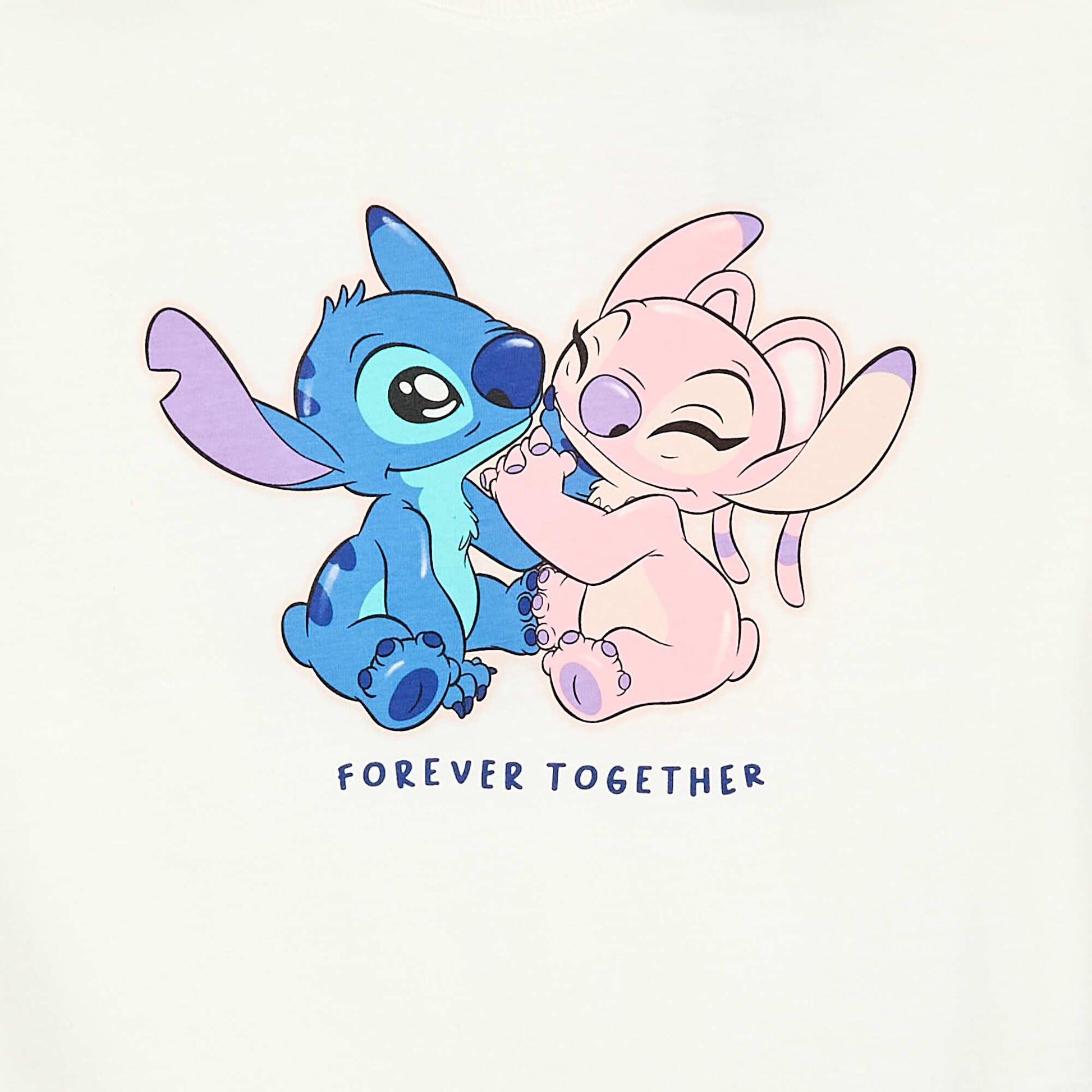T-shirt imprimé fantaisie 'Stitch & Angel' BLANC