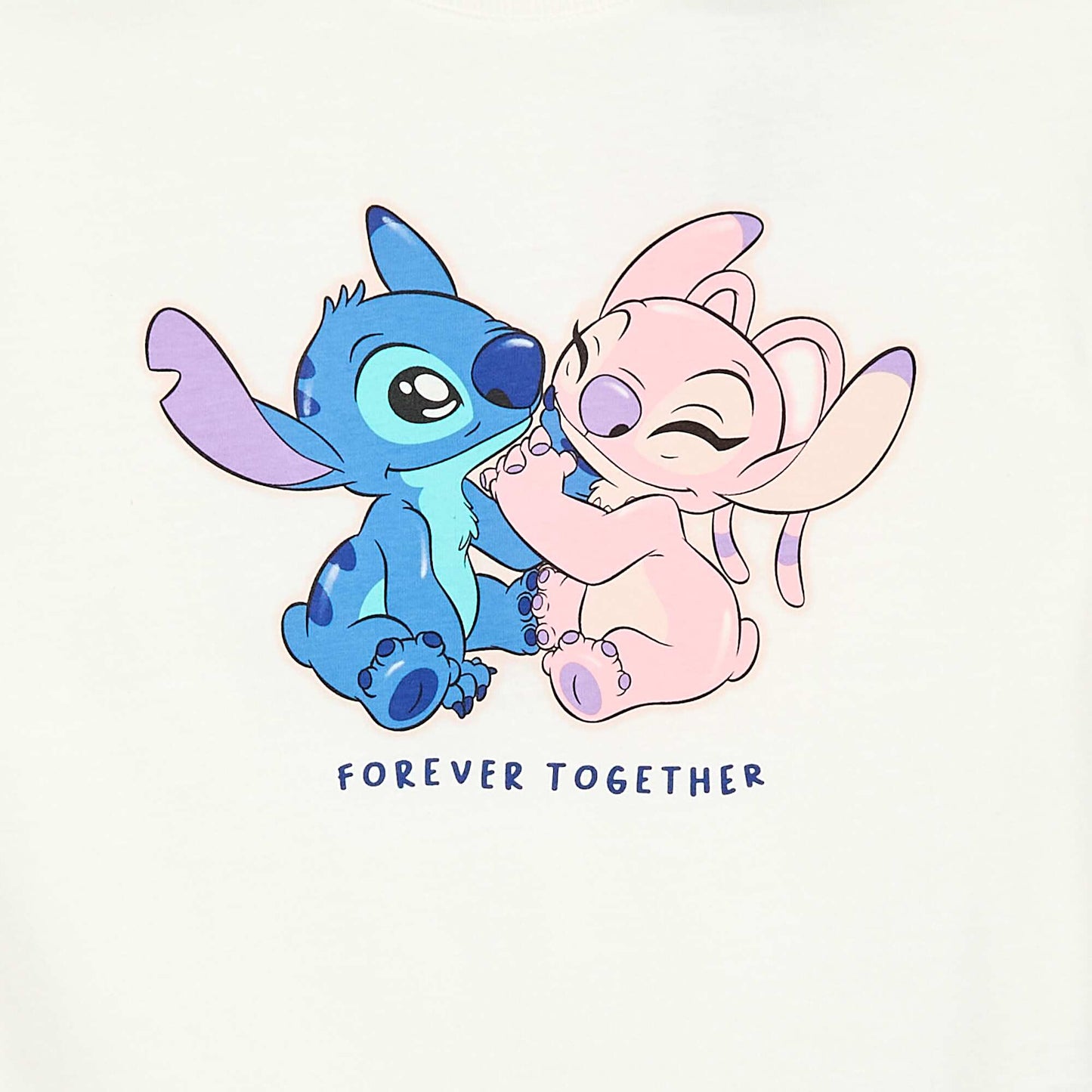 T-shirt imprimé fantaisie 'Stitch & Angel' BLANC