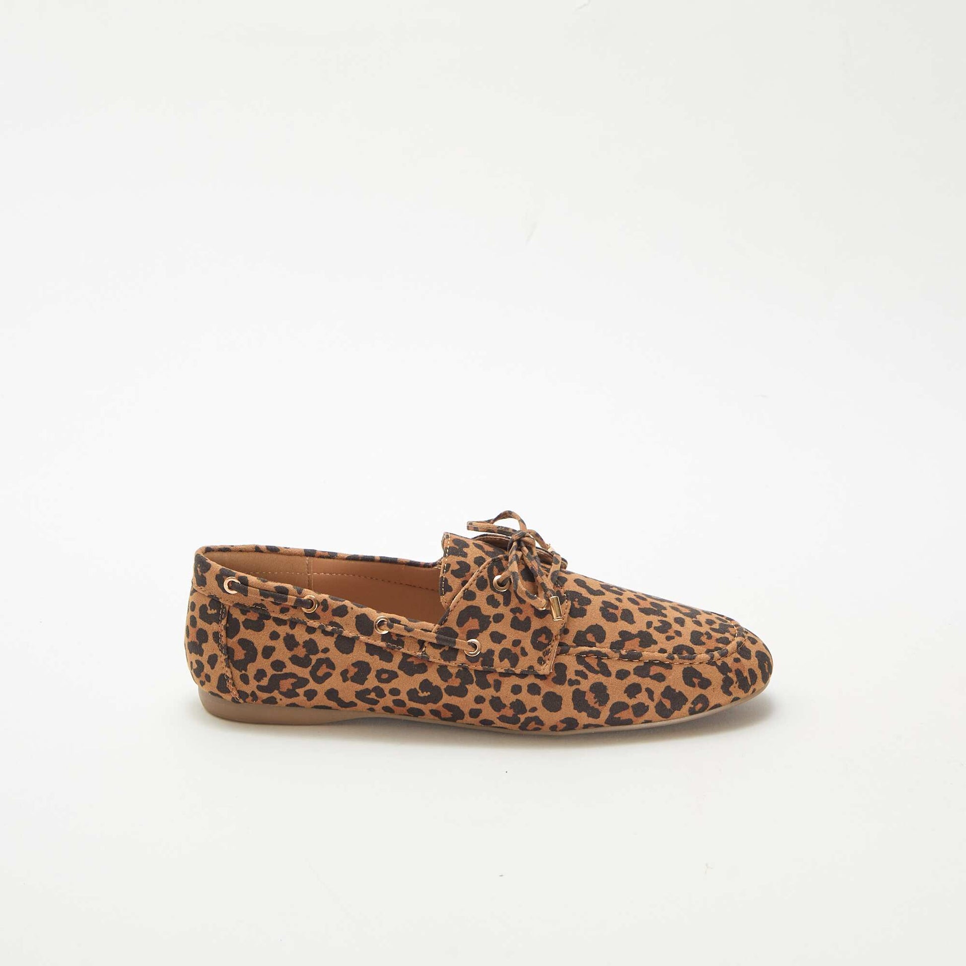 Chaussures bateau en léopard MARRON