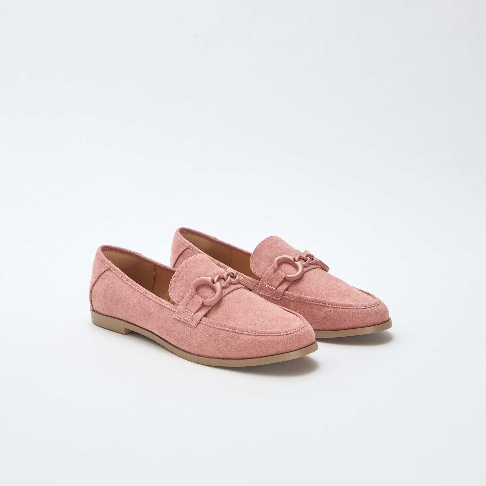 Mocassins type suédine avec bijou décoratif sur le dessus ROSE